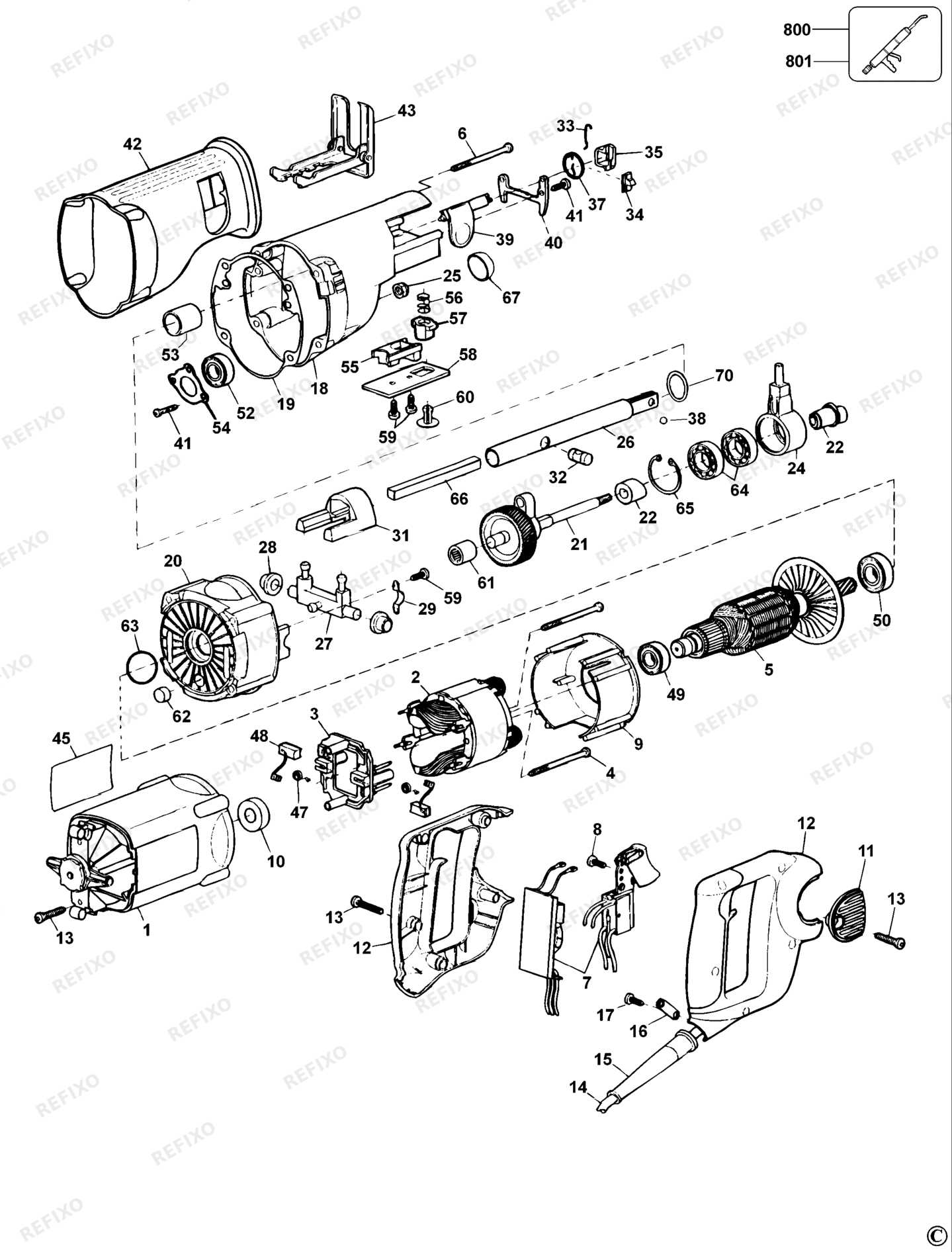 Деталировка DeWalt DW309-LX TYPE 2 CUTSAW DW309-LX DW309 — схема запчастей в разборе