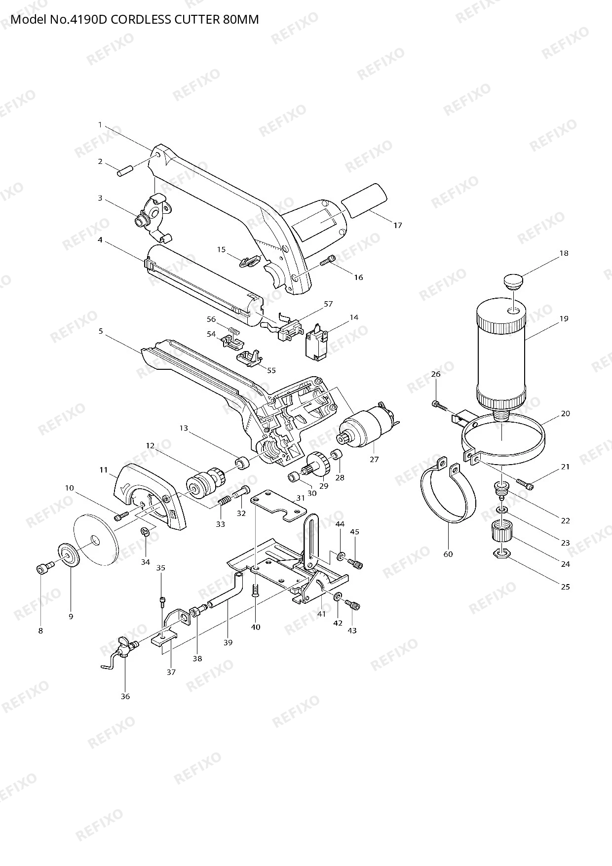 Деталировка MAKITA 4190D — схема запчастей в разборе