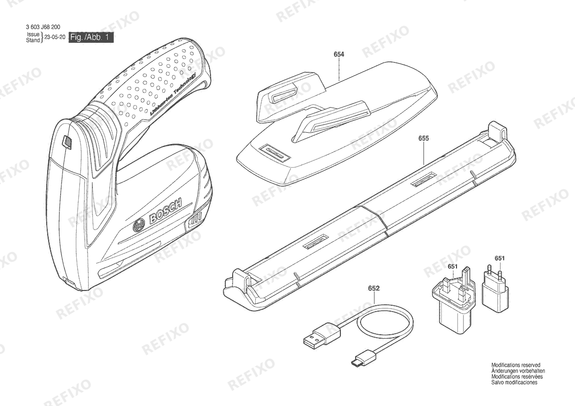 Деталировка Bosch Tacker PTK 3,6 LI (3 603 J68 270) — схема запчастей в разборе