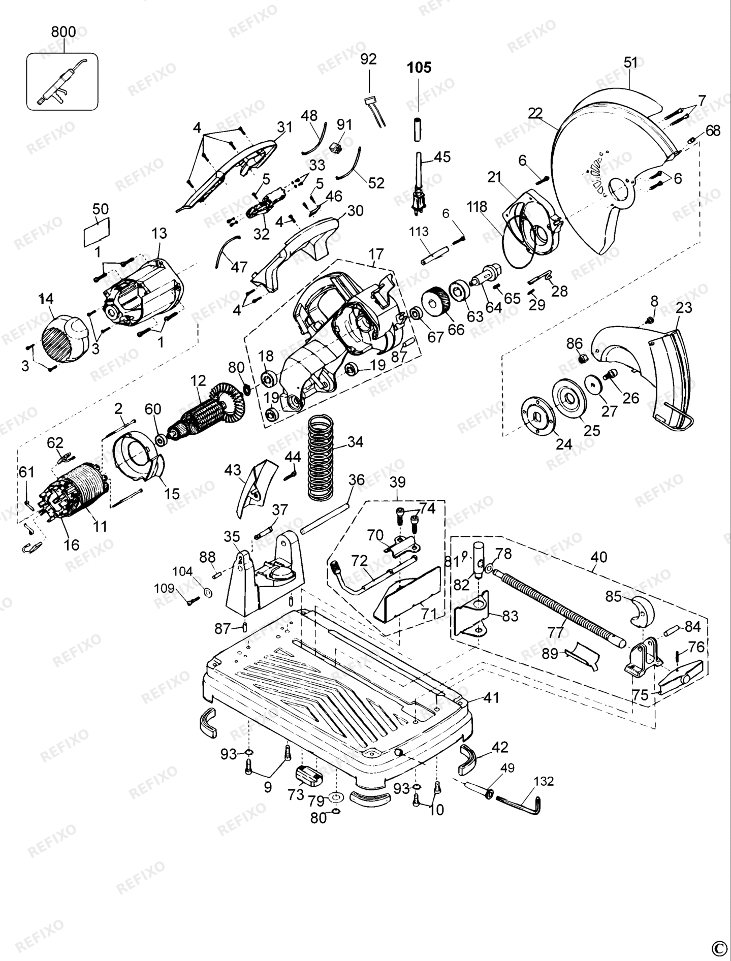 Деталировка DeWalt DW871-QS TYPE 1 SCHROTSÄGE DW871-QS DW871 — схема запчастей в разборе
