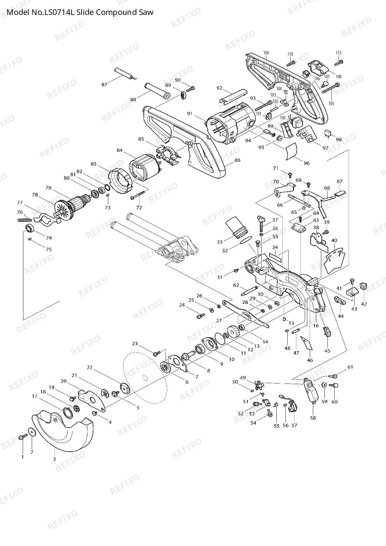 Деталировка MAKITA LS0714L — схема запчастей в разборе