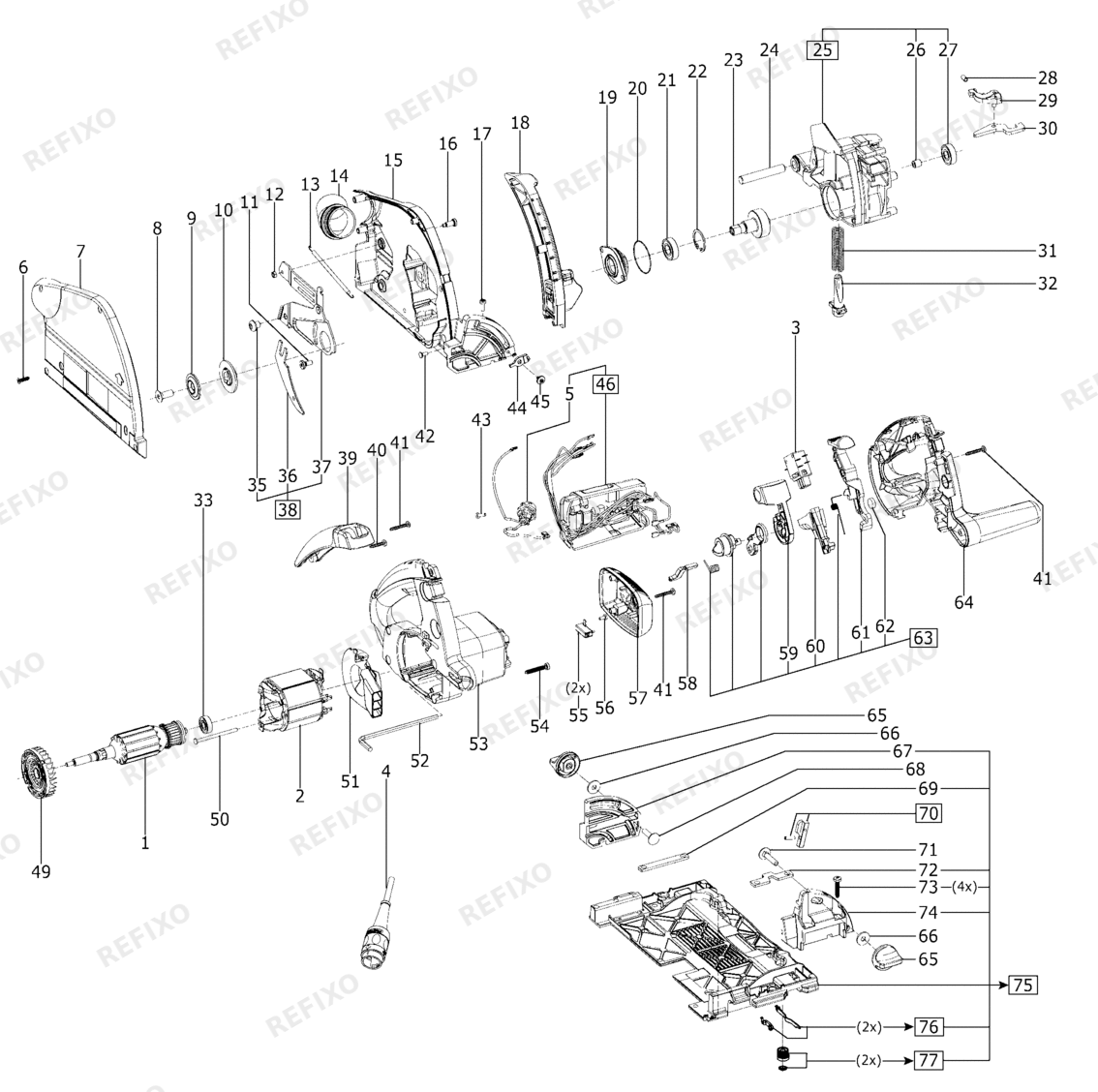 Деталировка Festool TS 55 Q 230V - Tauchsäge 491375 — схема запчастей в разборе