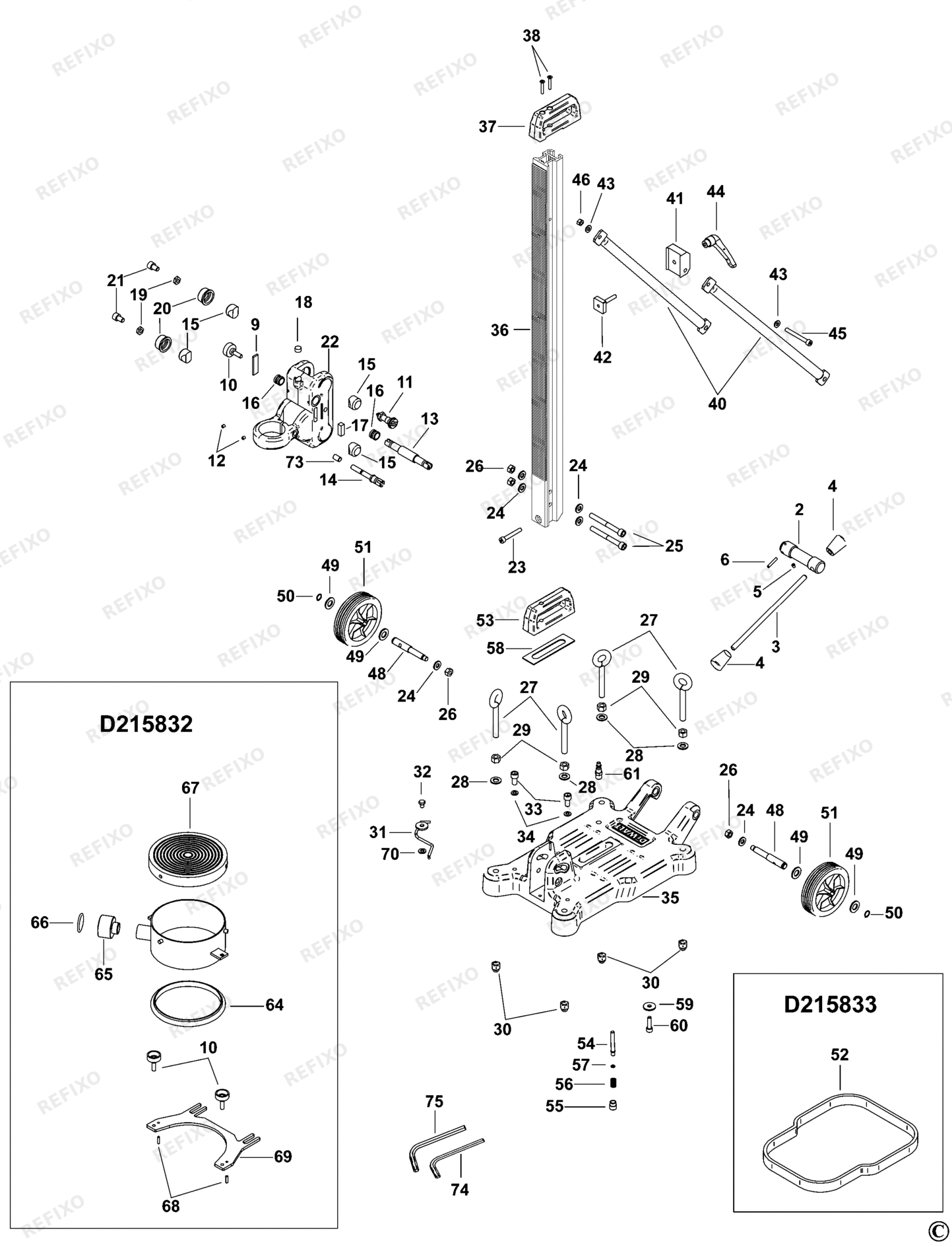 Деталировка DeWalt D215831-XJ TYPE 1 BOHRMASCHINENSTÄNDER D215831-XJ D215831 — схема запчастей в разборе