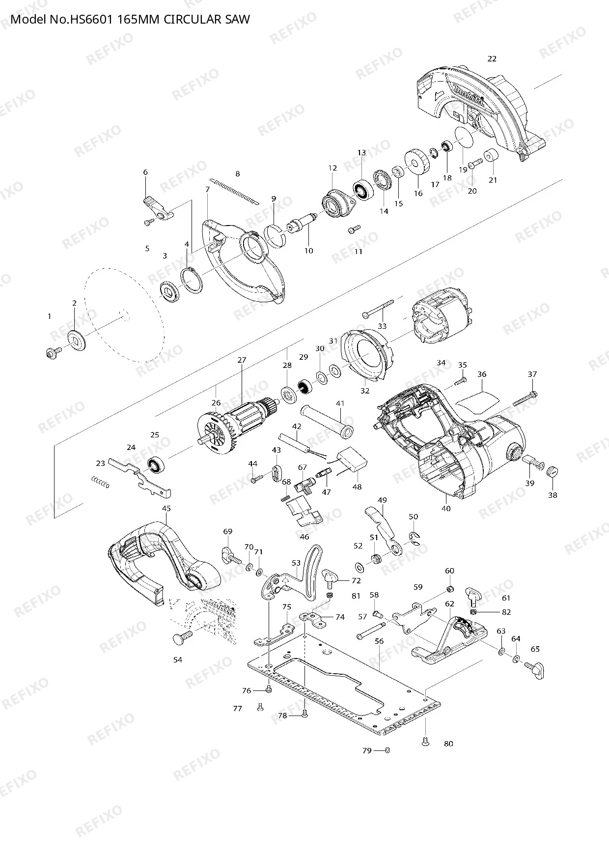 Деталировка MAKITA HS6601 — схема запчастей в разборе
