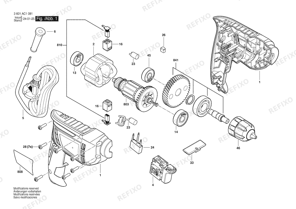Деталировка Bosch Дрель GBM 400 | 220 V | 009 - CN (3 601 AC1 081) — схема запчастей в разборе