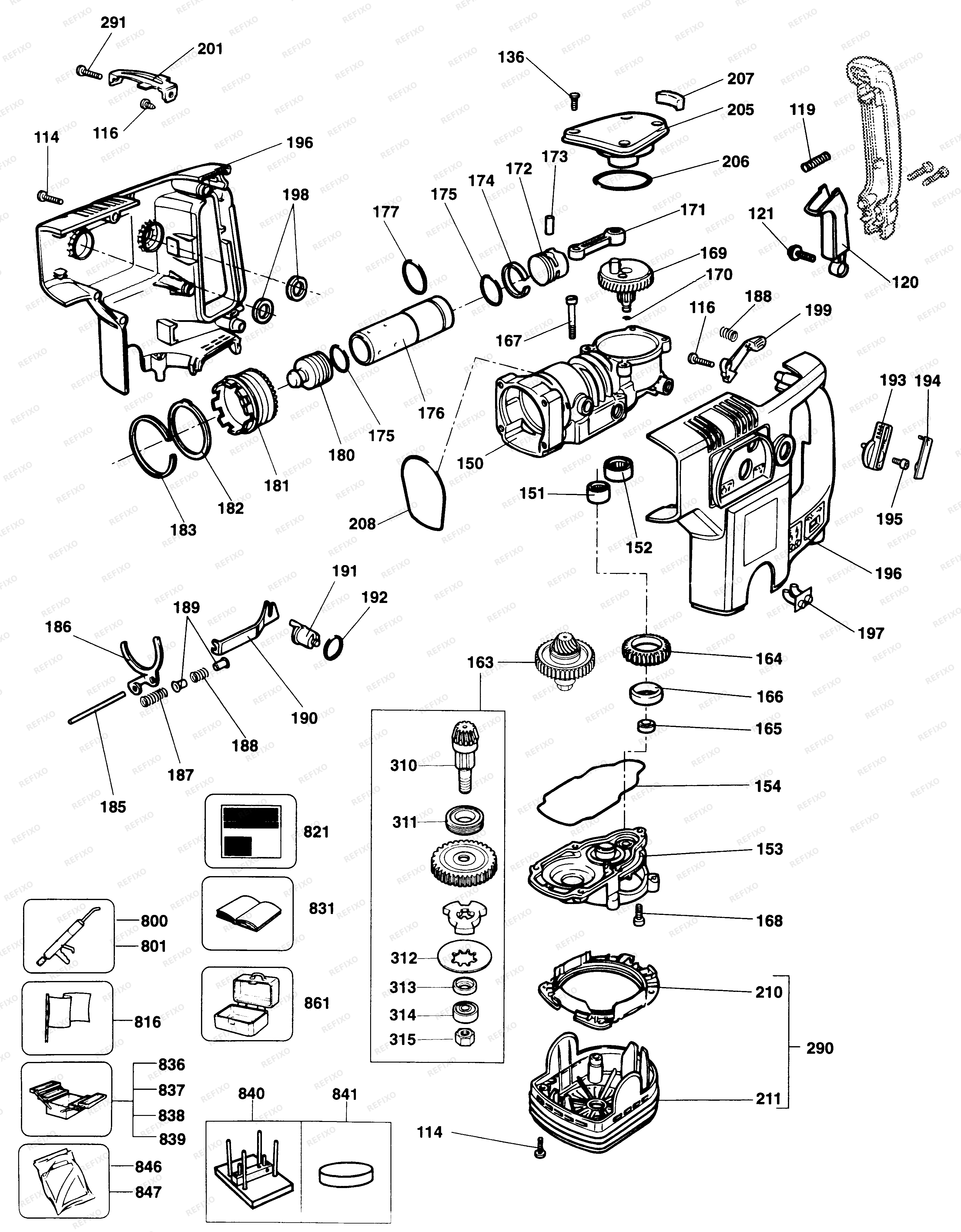 Black&Decker СРЕДНЕРАЗМЕРНЫЙ ПЕРФОРАТОР 5098 — схема запчастей
