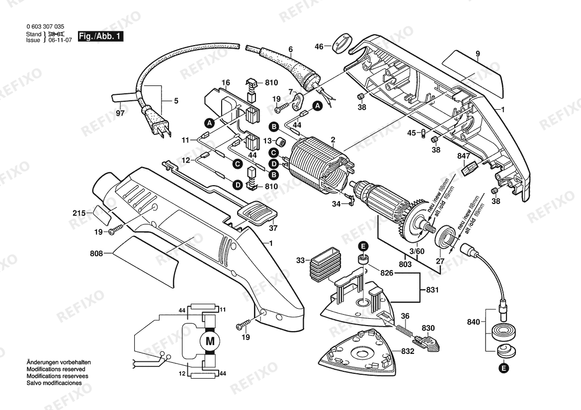 Деталировка Bosch Deltaschleifer GW B7000 | 120 V (0 603 307 035) — схема запчастей в разборе