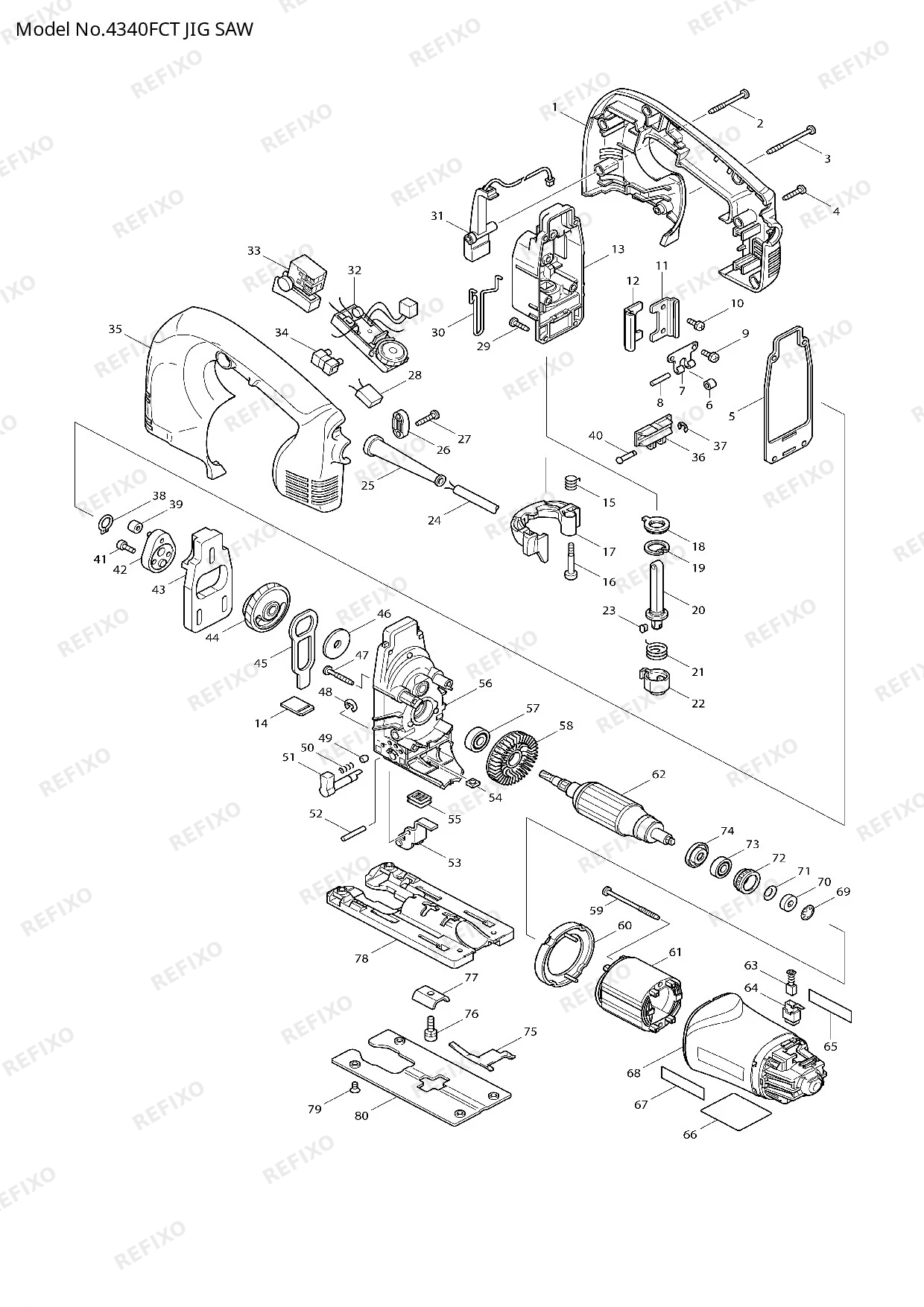 Деталировка MAKITA 4340FCT — схема запчастей в разборе