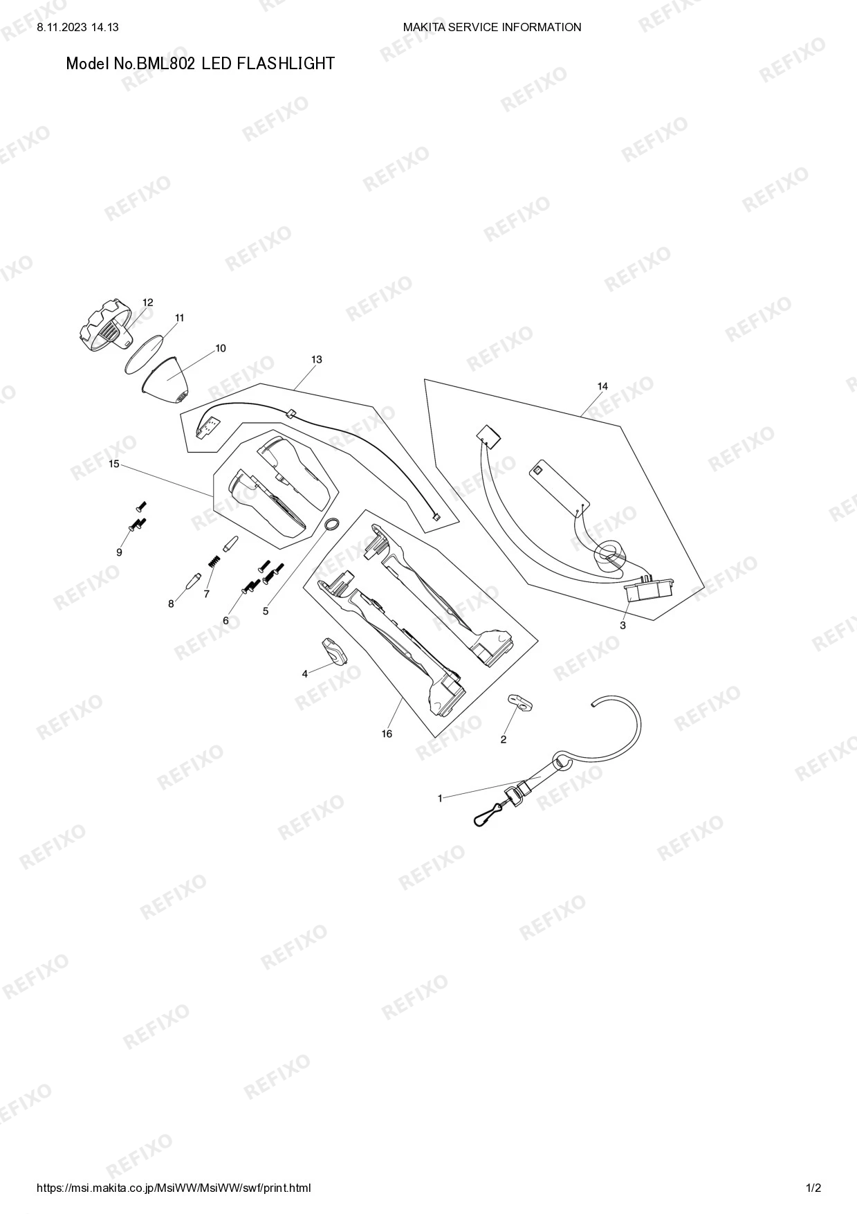 Деталировка MAKITA BML802 — схема запчастей в разборе