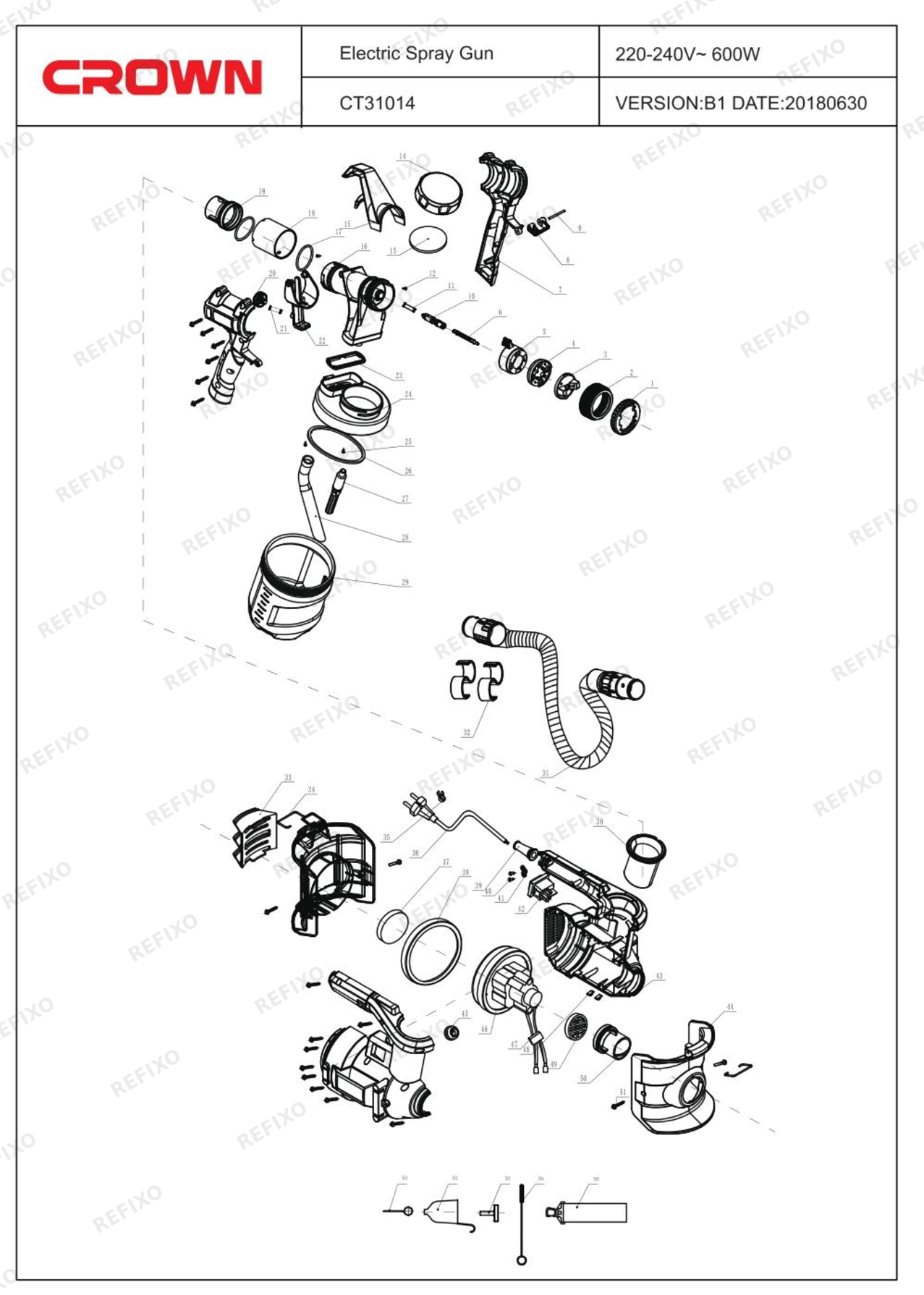 Деталировка CROWN CT31014 — схема запчастей в разборе