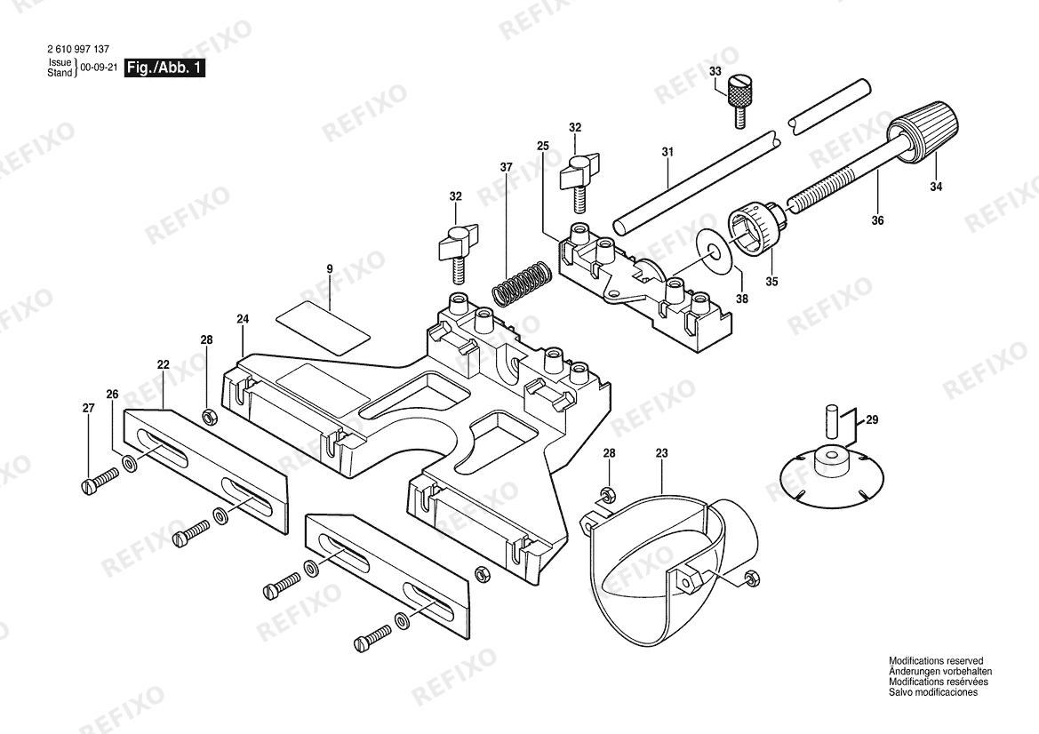 Деталировка Bosch Führungsleiste RA1054 (2 610 997 137) — схема запчастей в разборе