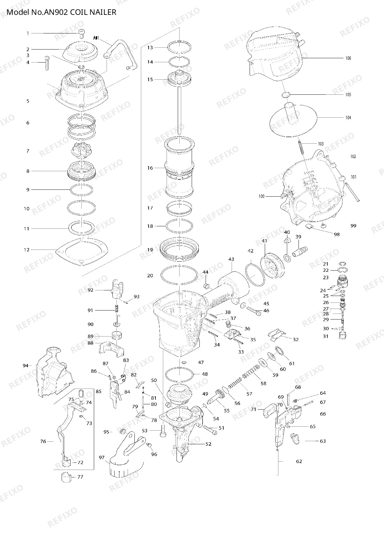 Деталировка MAKITA AN902 — схема запчастей в разборе