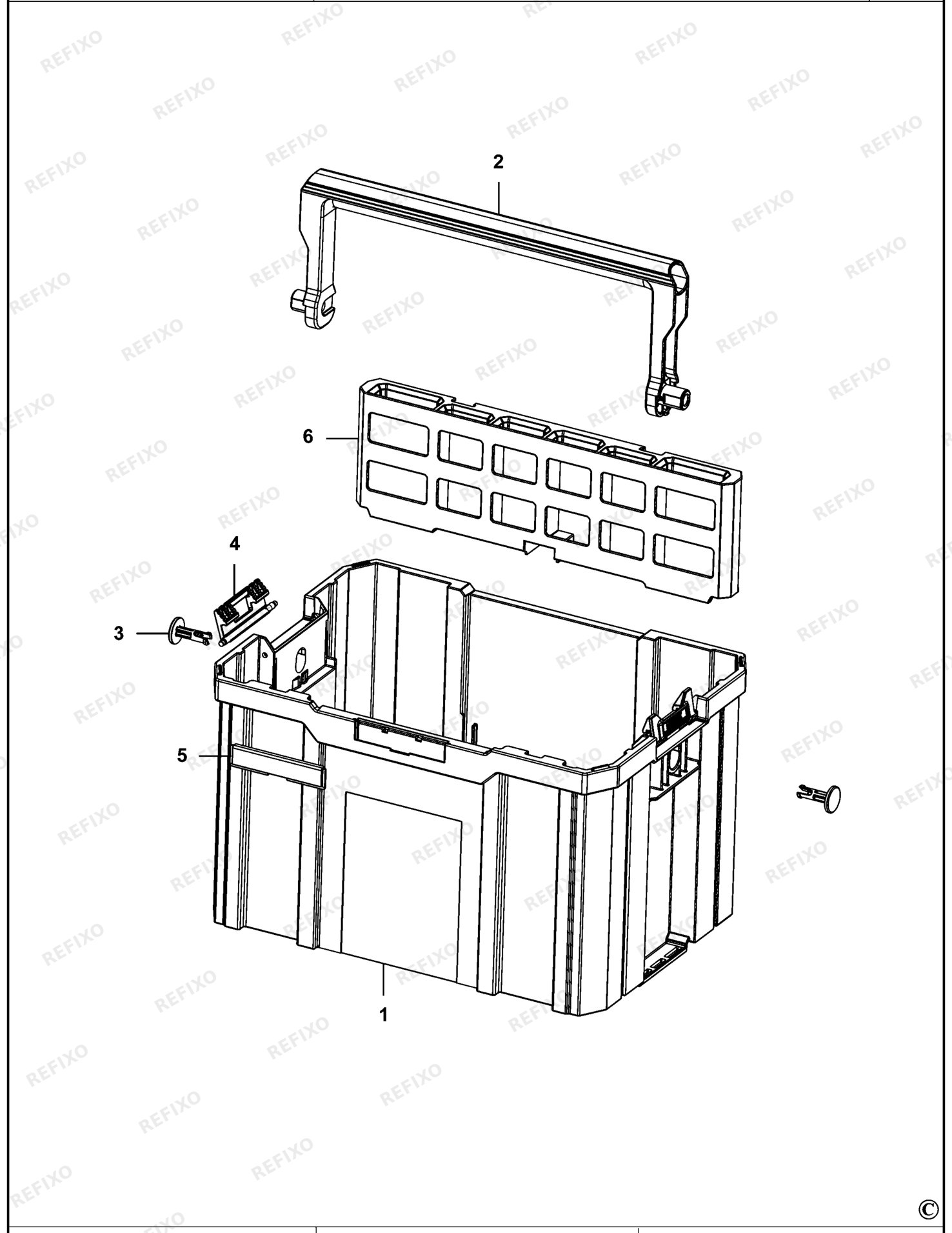 Деталировка DeWalt DWST1-71228-XJ TYPE 1 WERKZEUGBOX DWST1-71228-XJ DWST1-71228 — схема запчастей в разборе