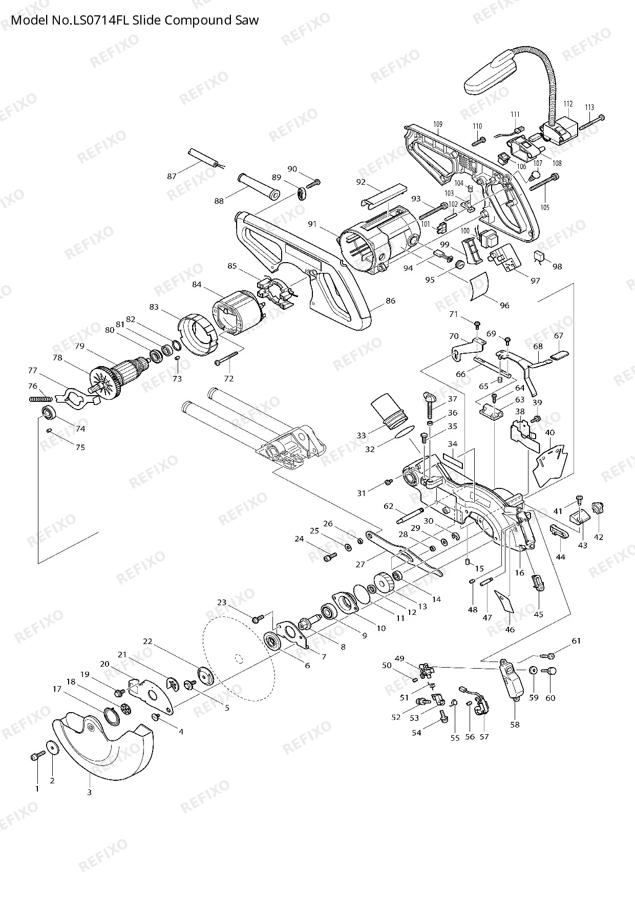 Деталировка MAKITA LS0714FL — схема запчастей в разборе