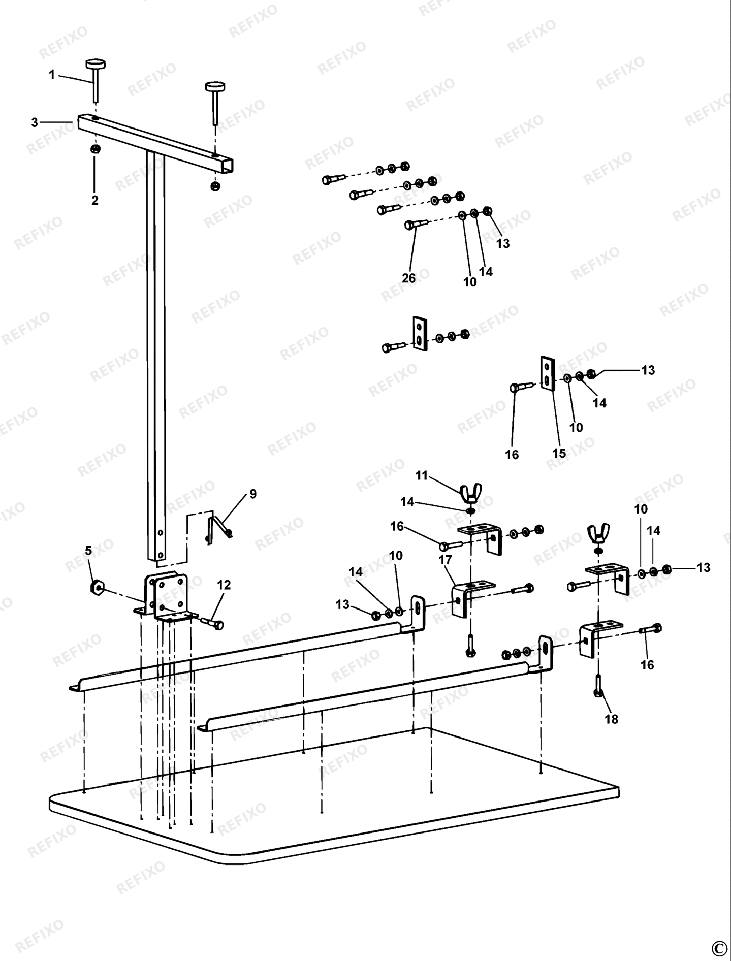 Деталировка DeWalt DE7463-XJ TYPE 1 AUSZIEHTISCH DE7463-XJ DE7463 — схема запчастей в разборе