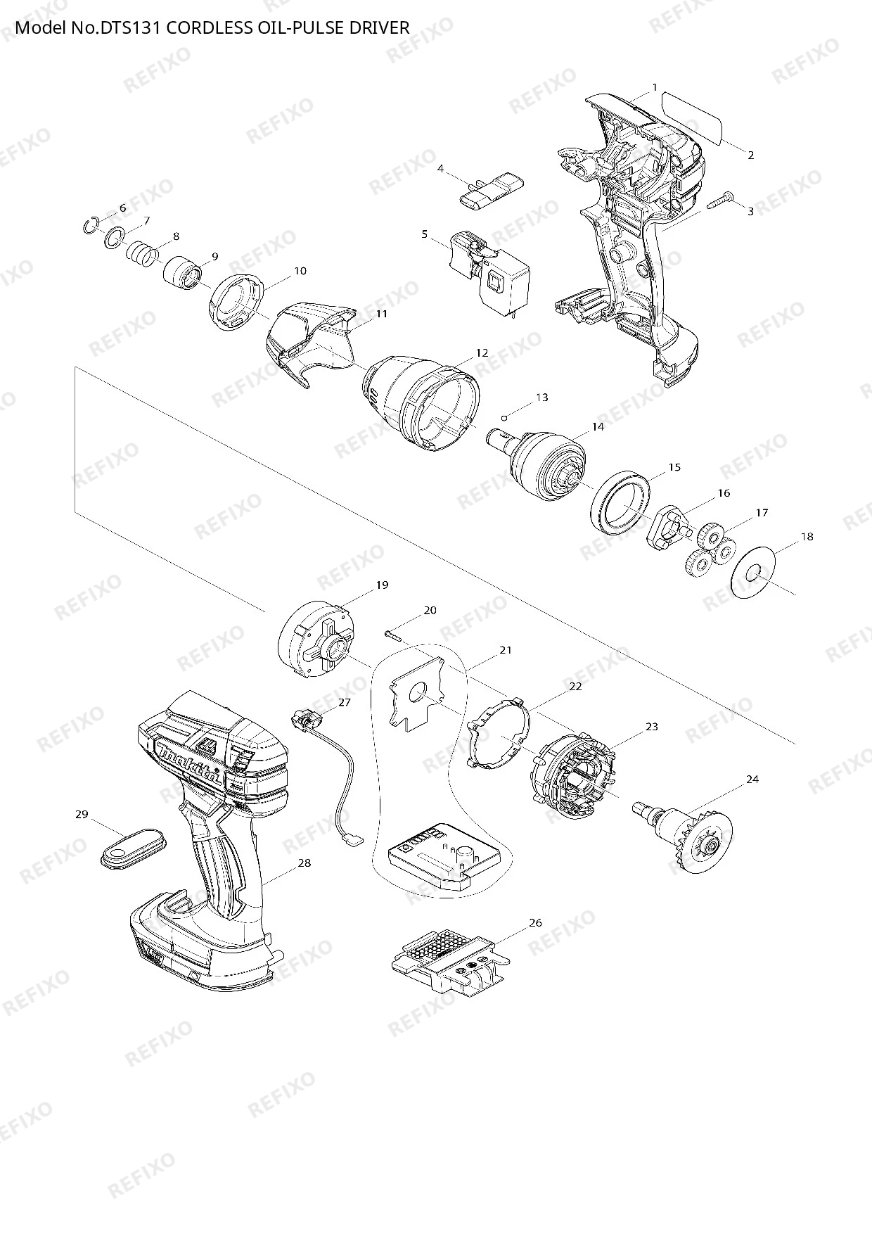 Деталировка MAKITA DTS131 — схема запчастей в разборе
