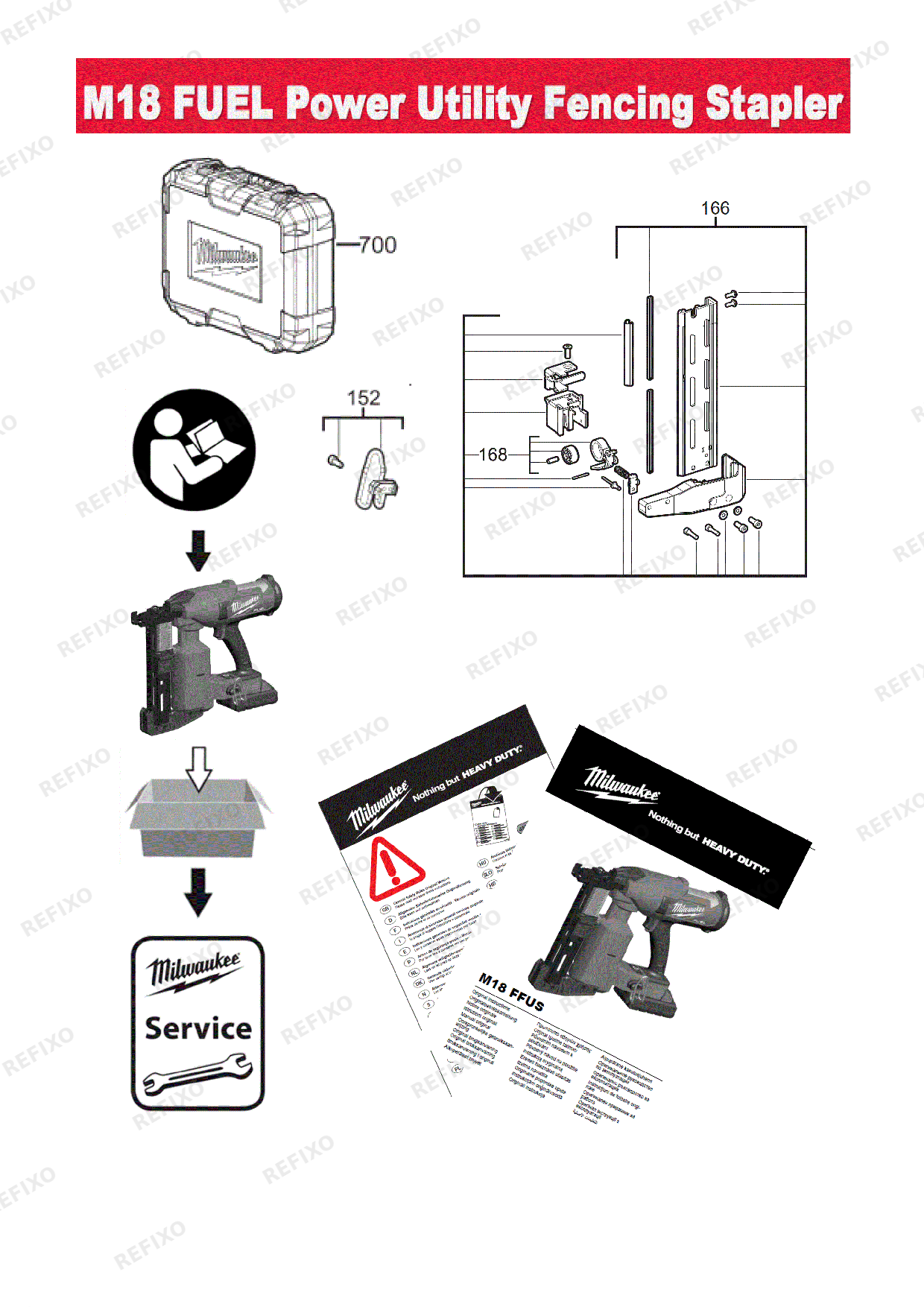 Деталировка MILWAUKEE M18FFUS 0C 4933479834 4000491323 — схема запчастей в разборе