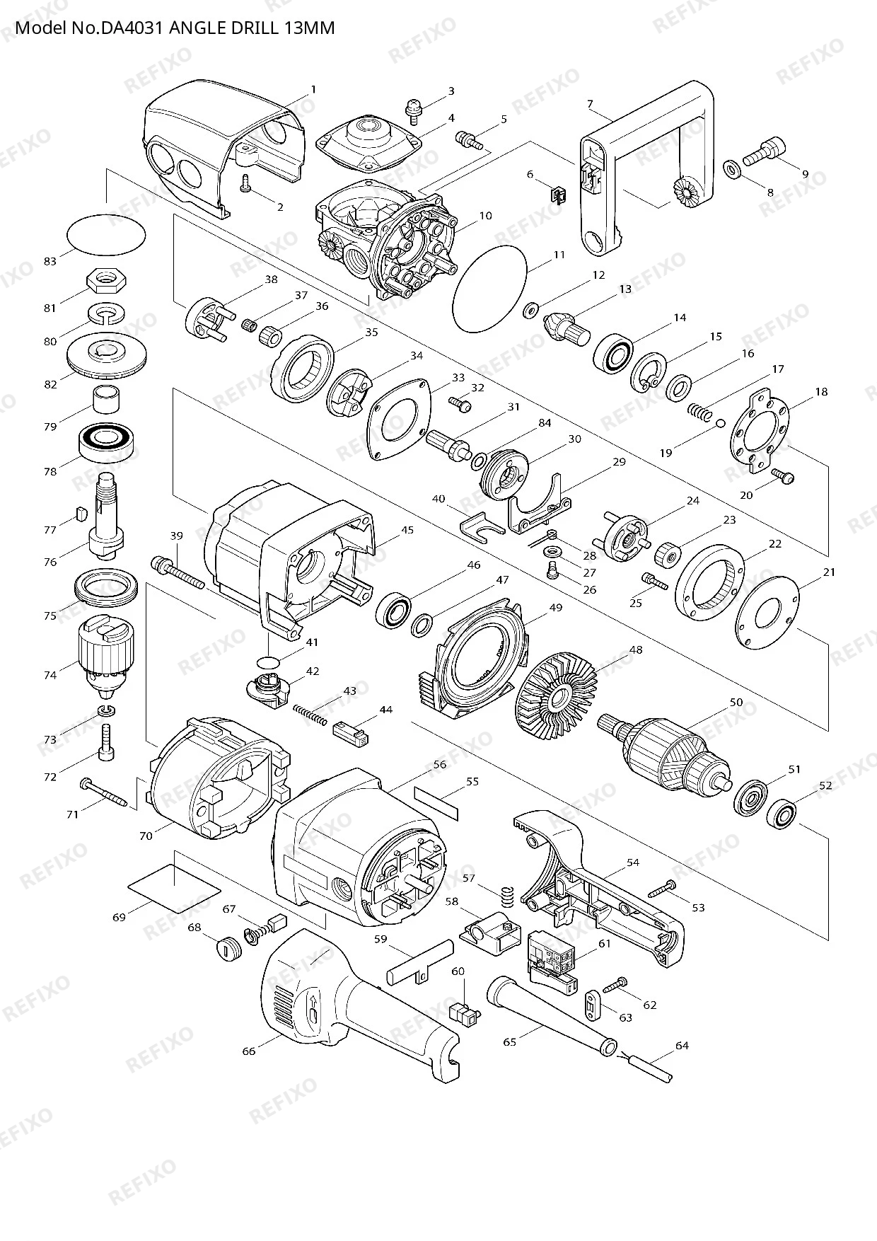 Деталировка MAKITA DA4031 — схема запчастей в разборе