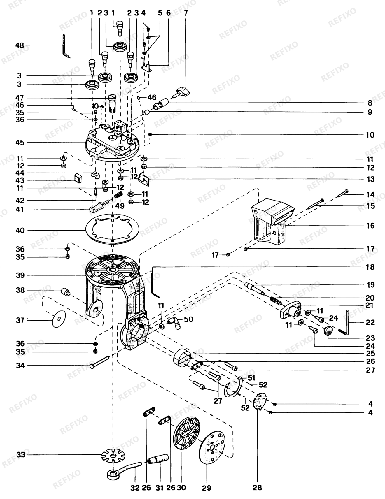 Деталировка DeWalt DW8001----C-XJ TYPE 1 RADIALKREISSÄGE DW8001----C-XJ DW8001----C — схема запчастей в разборе