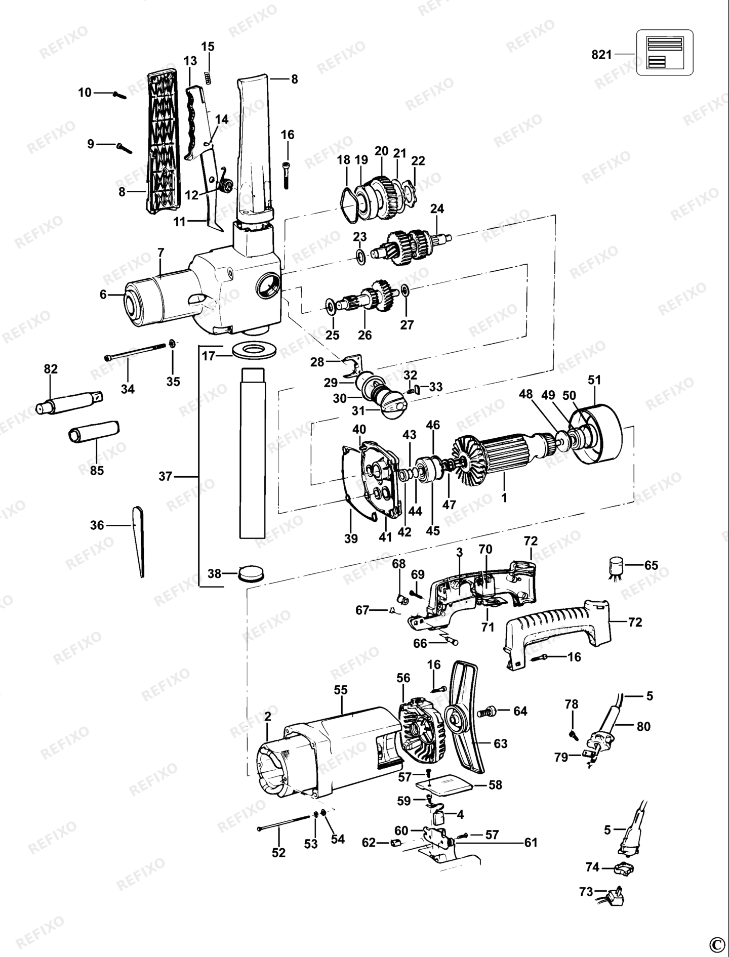 Деталировка DeWalt DW152-QS TYPE 2 BOHRER DW152-QS DW152 — схема запчастей в разборе