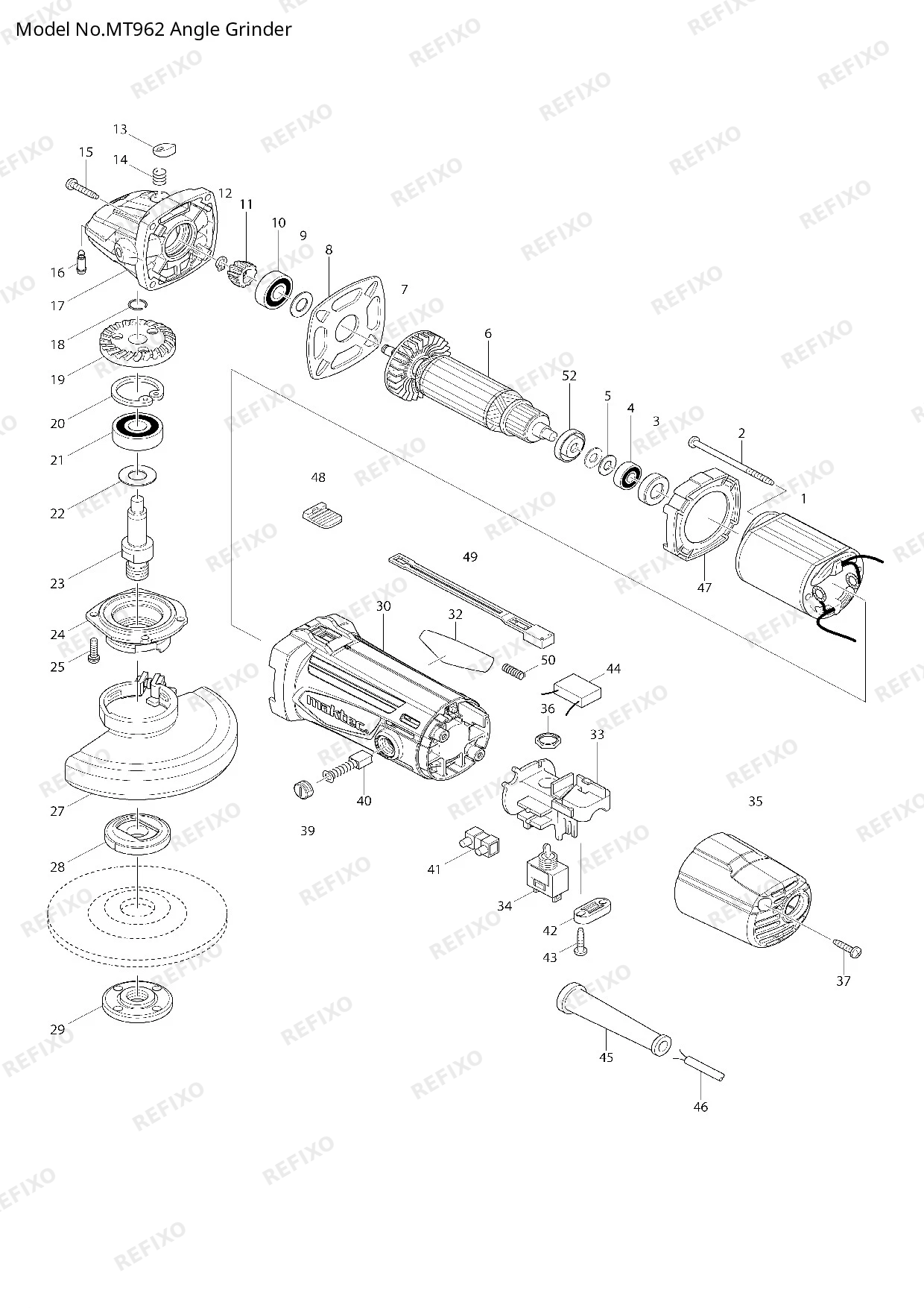 Деталировка MAKITA MT962 — схема запчастей в разборе