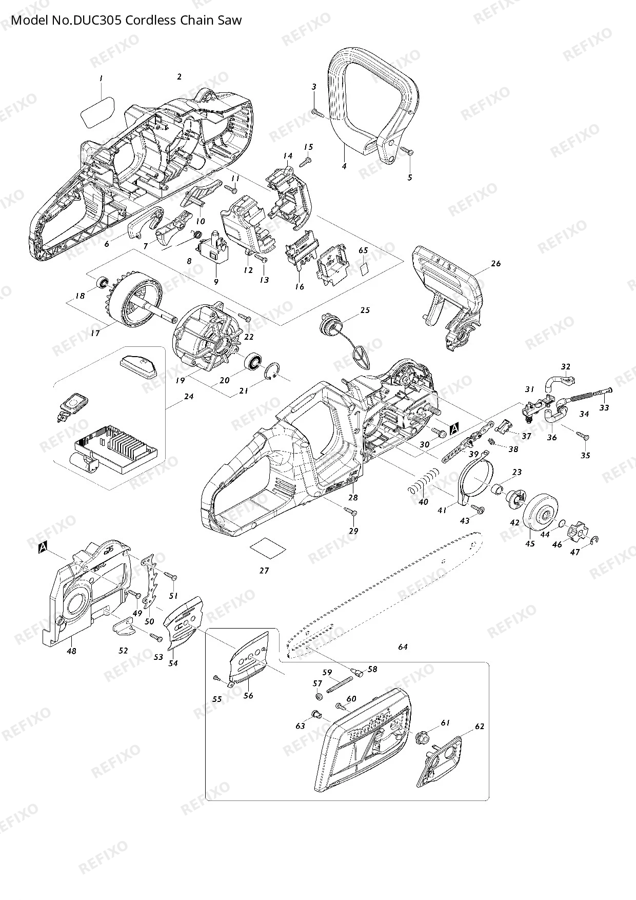 Деталировка MAKITA DUC305 — схема запчастей в разборе