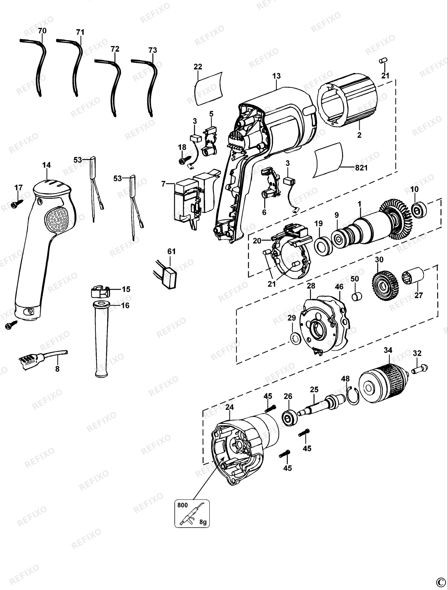 Деталировка DeWalt DW217-QS TYPE 5 BOHRER DW217-QS DW217 — схема запчастей в разборе