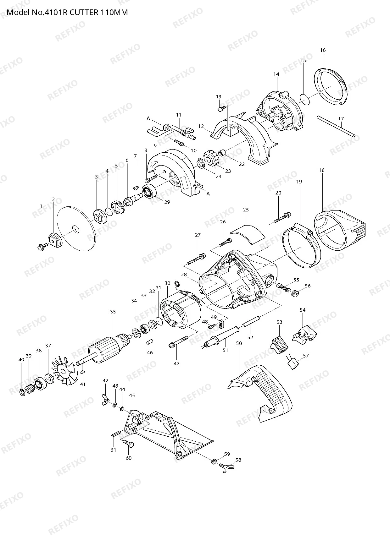 Деталировка MAKITA 4101R — схема запчастей в разборе