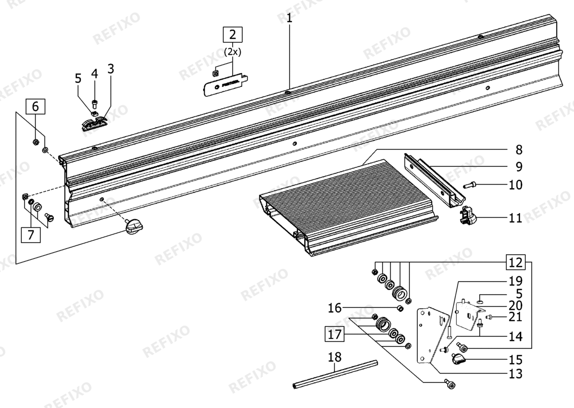 Деталировка Festool ST - Schiebetisch 492100 — схема запчастей в разборе