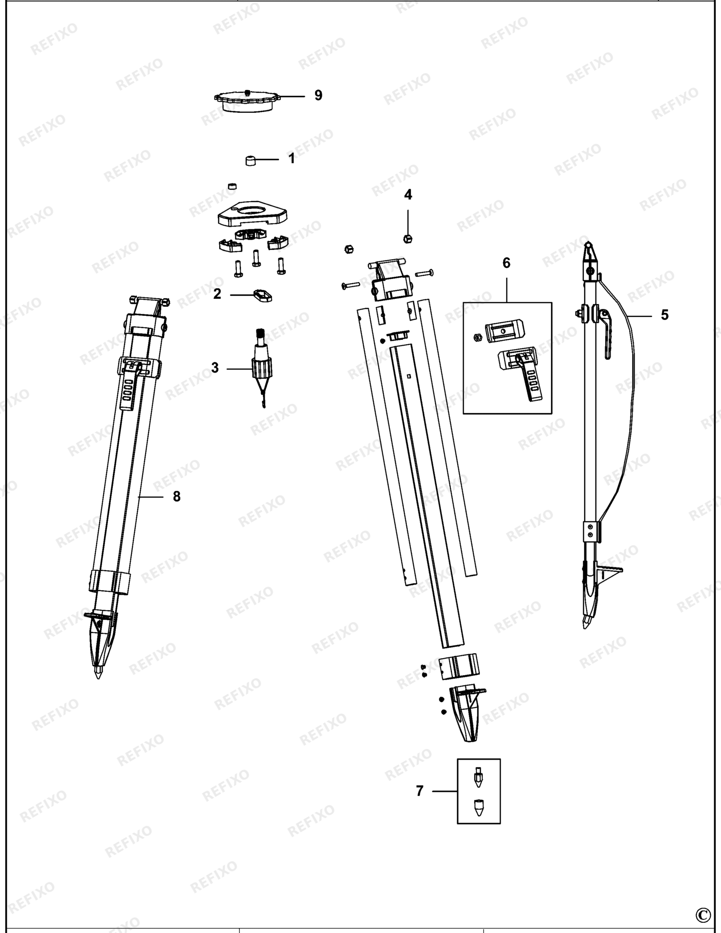 Деталировка DeWalt DE0739-XJ TYPE 1 STATIV DE0739-XJ DE0739 — схема запчастей в разборе