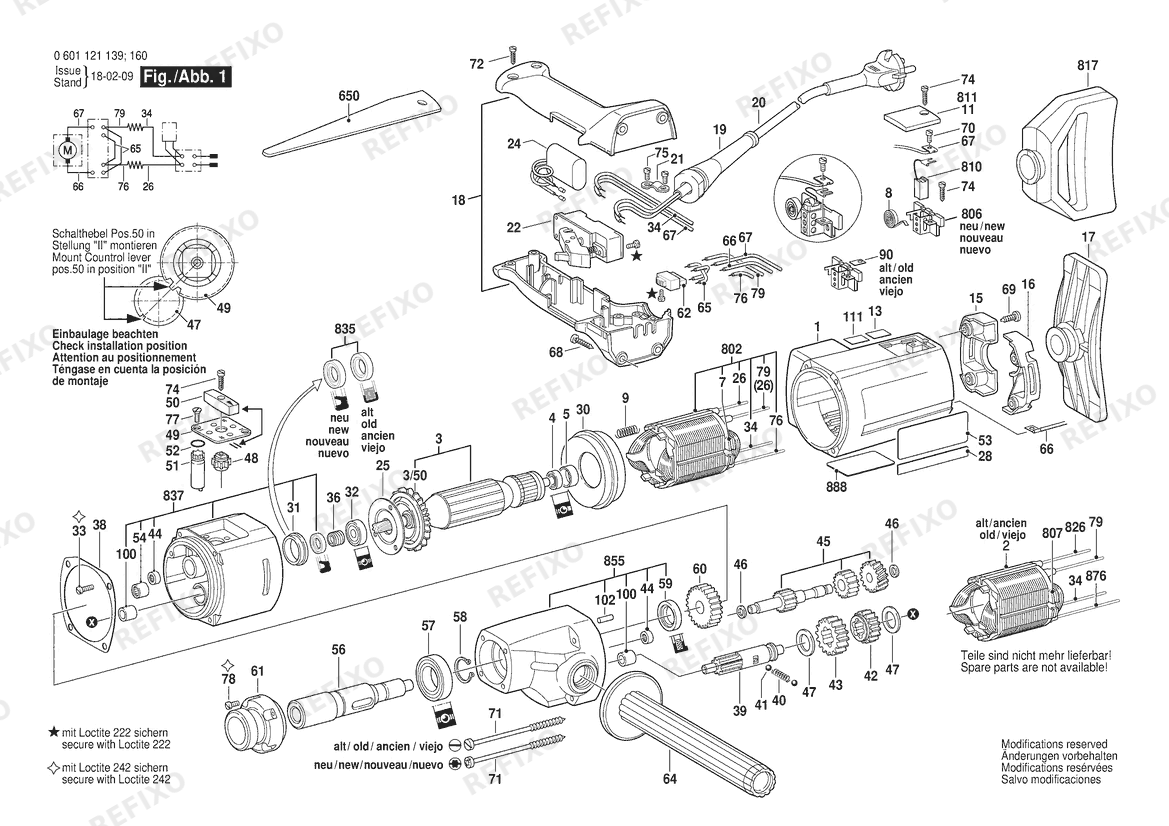 Деталировка Bosch Дрель GBM 23-2 | 220 V (0 601 121 160) — схема запчастей в разборе