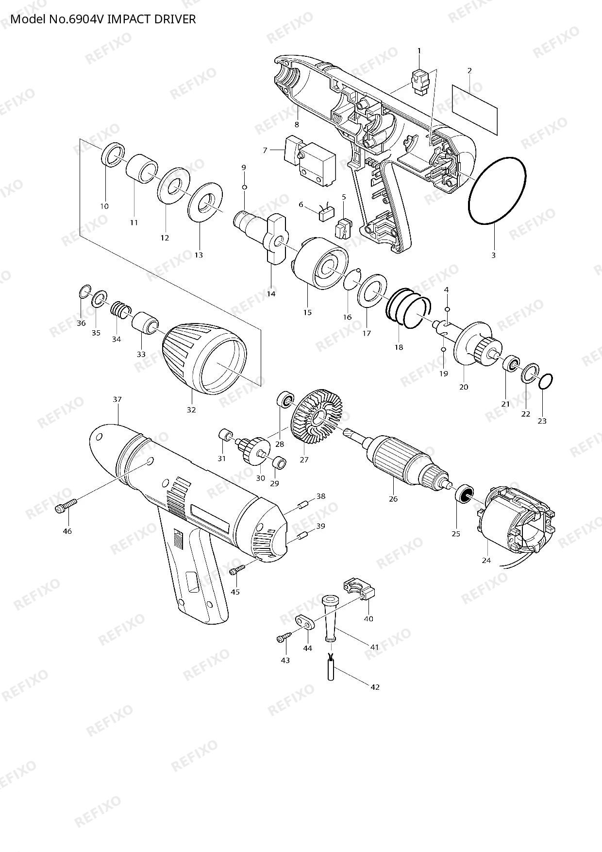 Деталировка MAKITA 6904V — схема запчастей в разборе