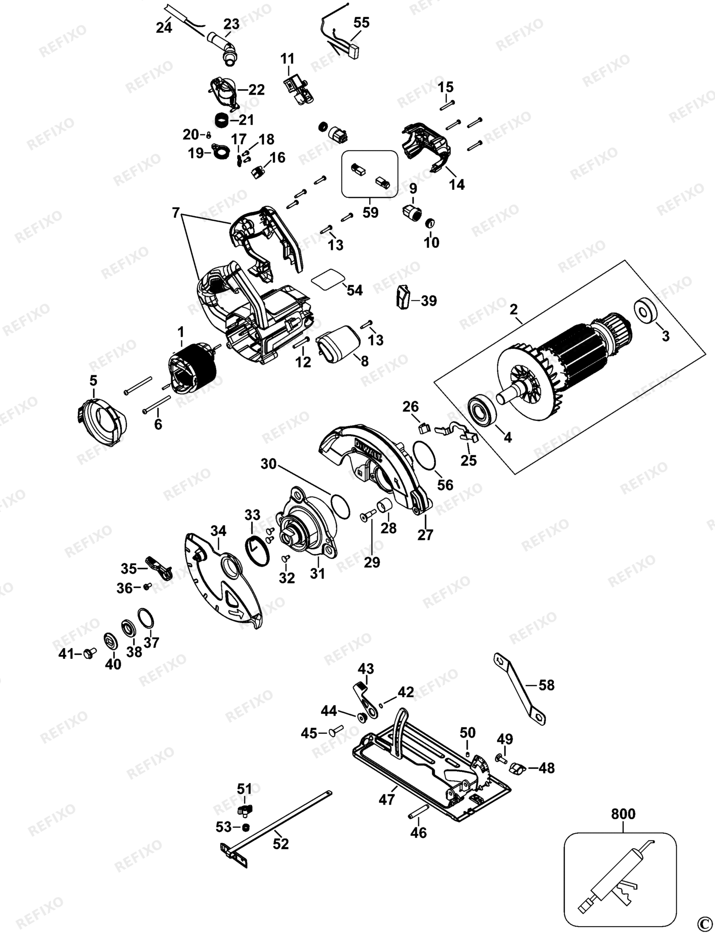 Деталировка DeWalt DWE565-XJ TYPE 1 KREISSGE DWE565-XJ DWE565 — схема запчастей в разборе
