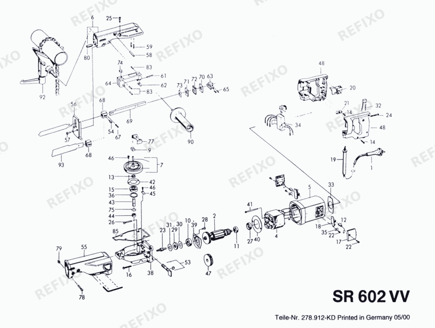 Деталировка Flex SR 602 VV 230CEE 278866 — схема запчастей в разборе