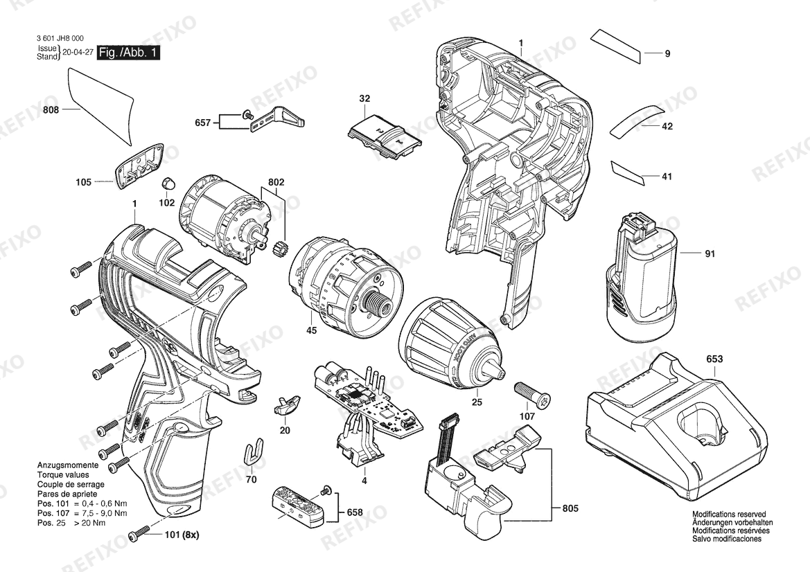 Деталировка Bosch Аккумуляторный шуруповёрт GSR 10.8V-35 | 10.8 V | 006 - JP (3 601 JH8 050) — схема запчастей в разборе
