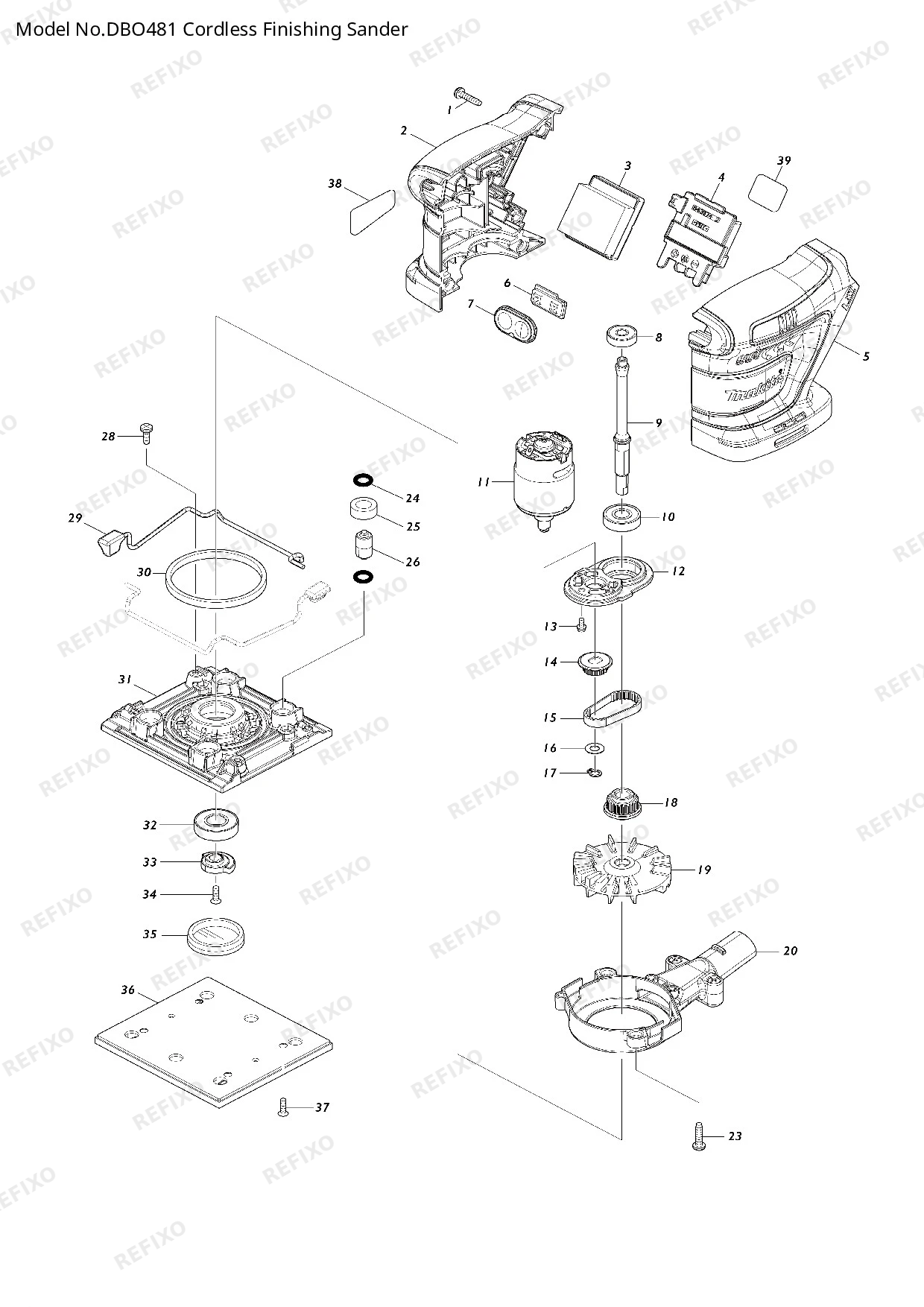 Деталировка MAKITA DBO481 — схема запчастей в разборе