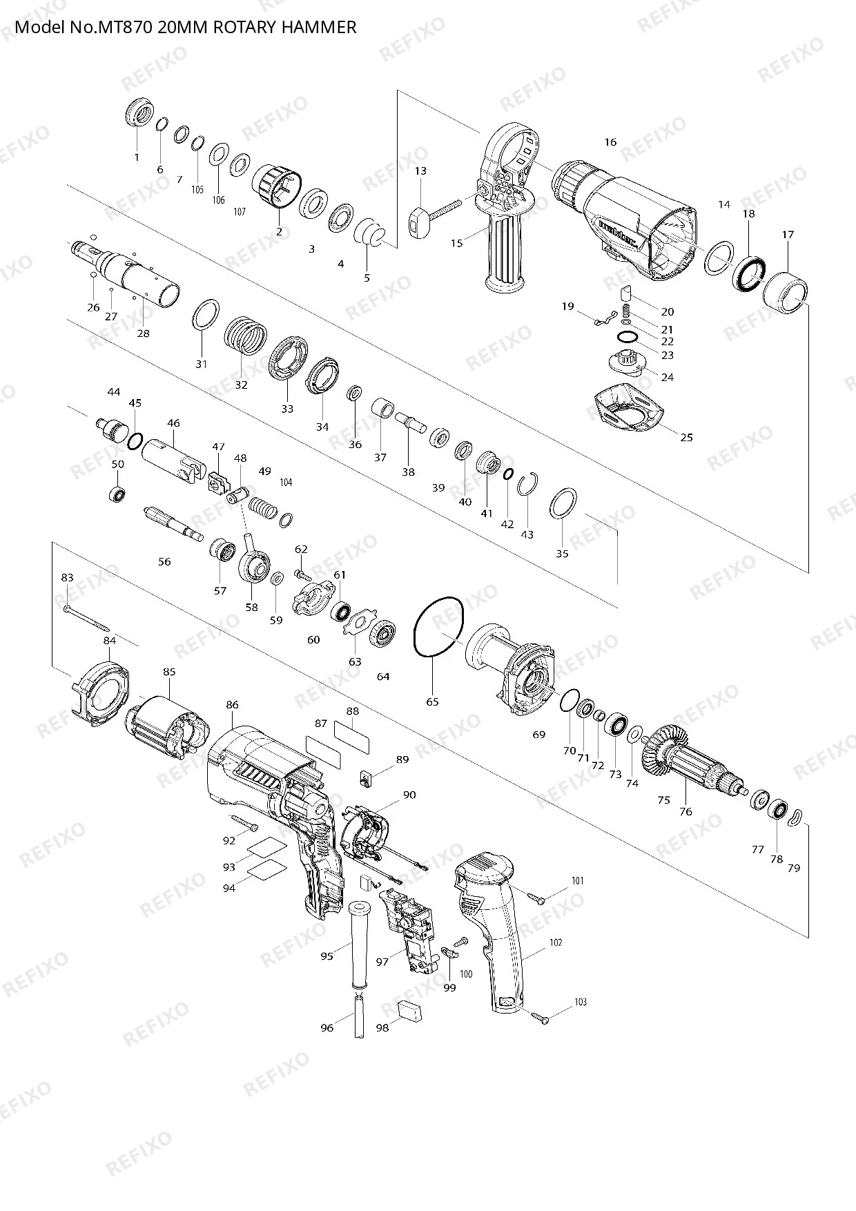 Деталировка MAKITA MT870 — схема запчастей в разборе