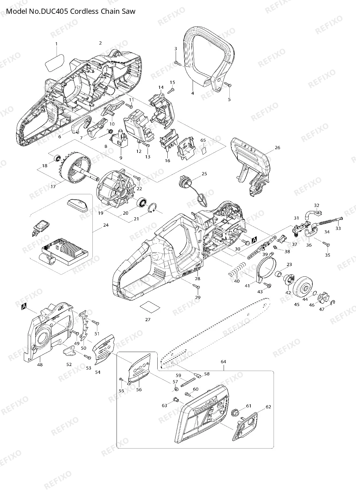 Деталировка MAKITA DUC405 — схема запчастей в разборе