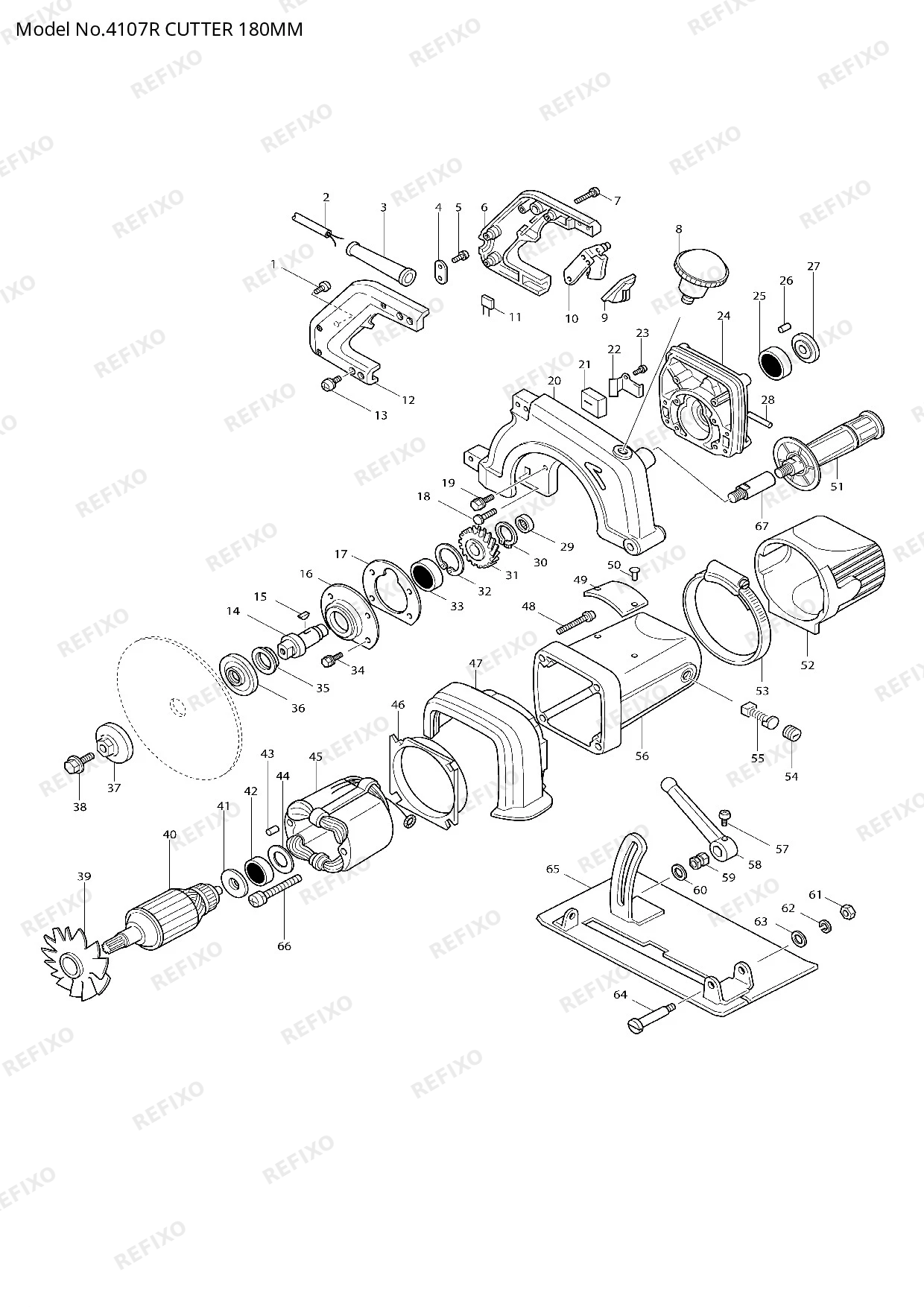 Деталировка MAKITA 4107R — схема запчастей в разборе