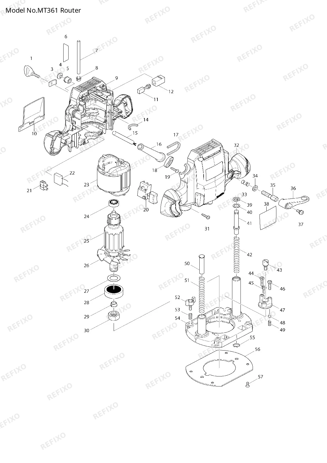 Деталировка MAKITA MT361 — схема запчастей в разборе
