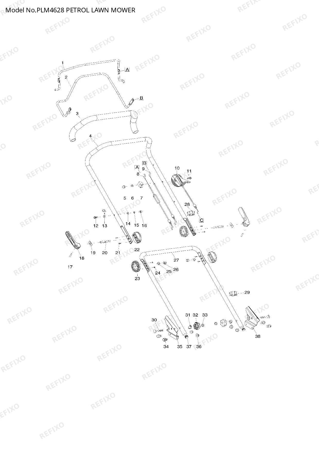 Деталировка MAKITA PLM4628 — схема запчастей в разборе