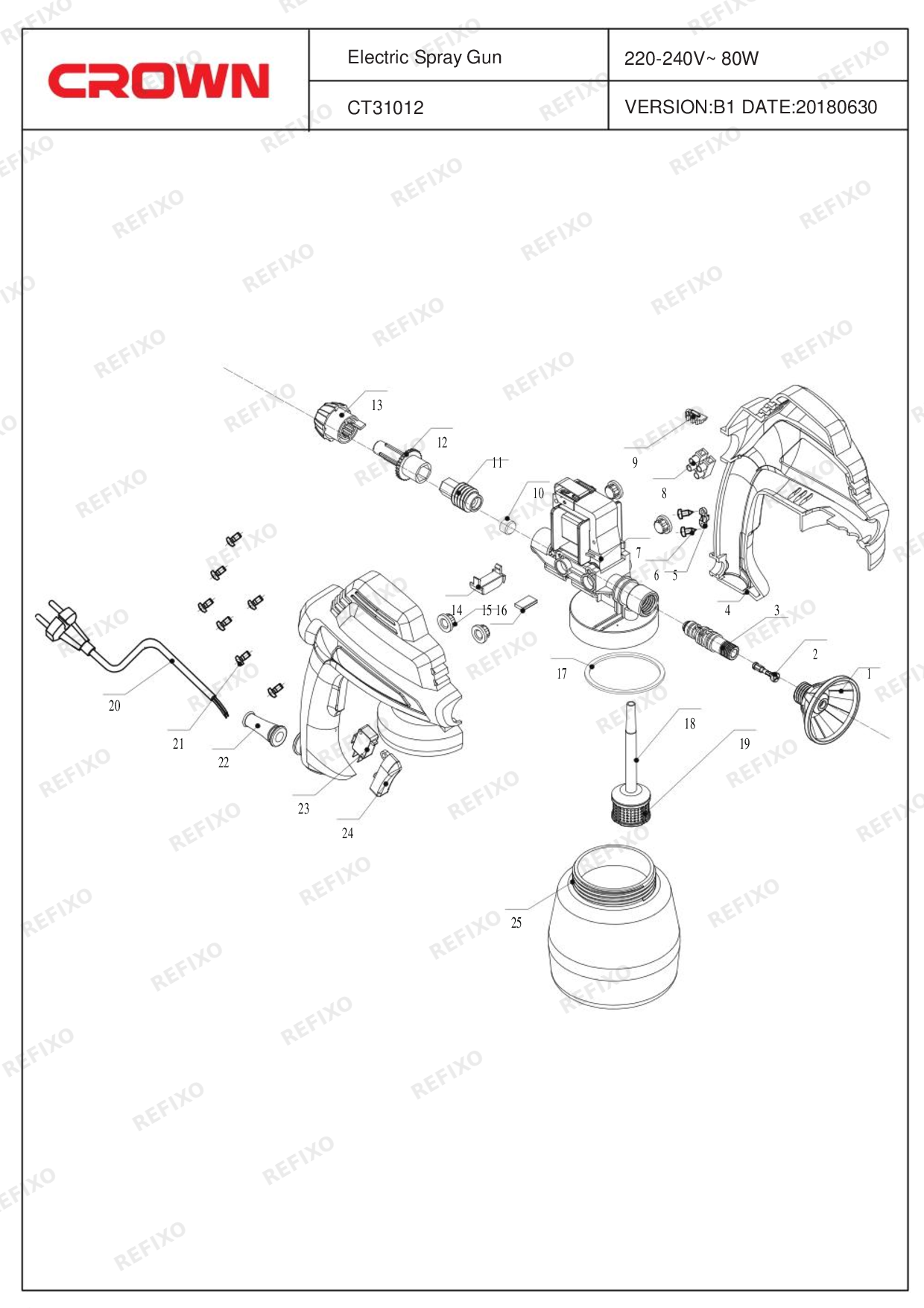 Деталировка CROWN CT31012 — схема запчастей в разборе