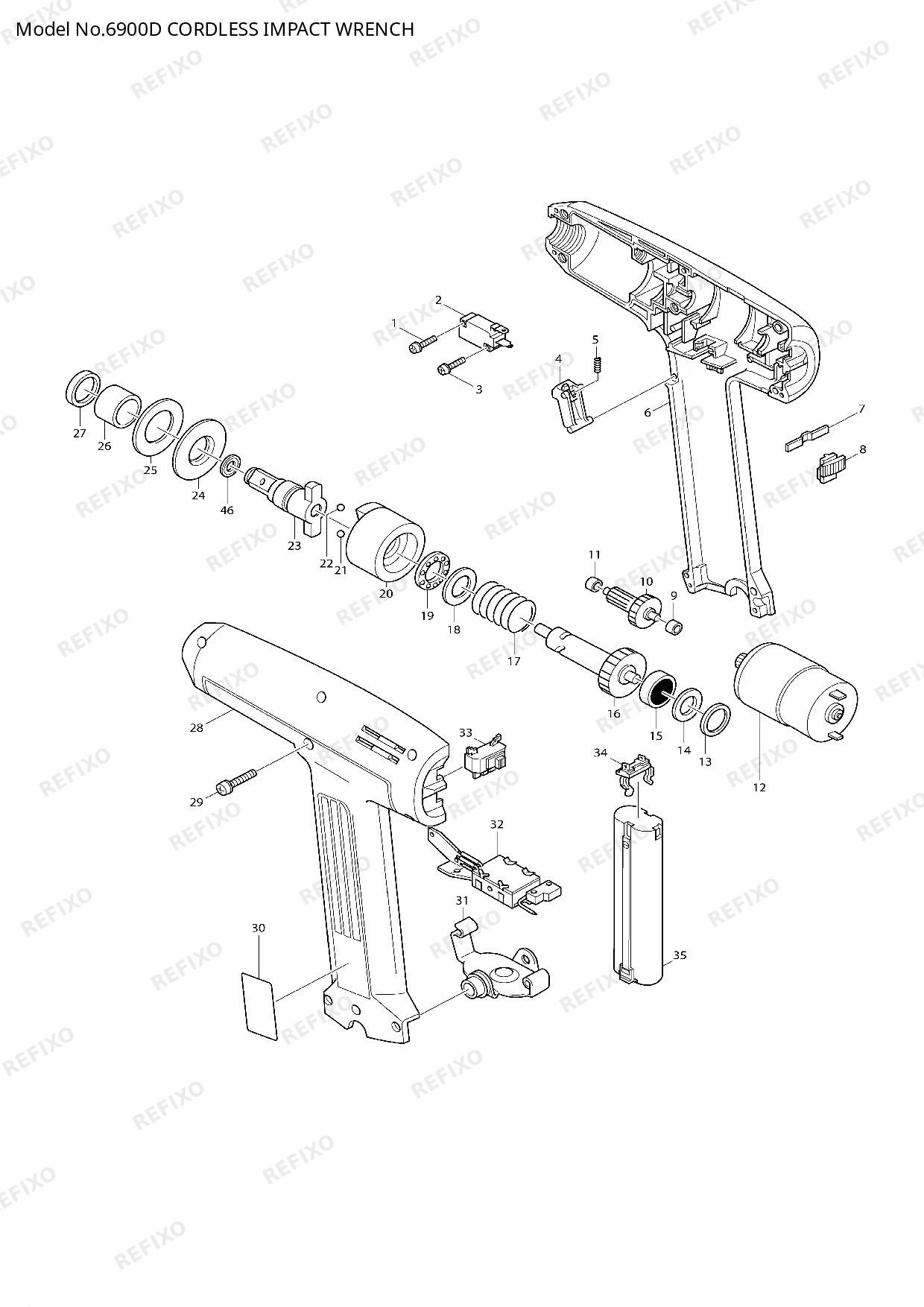 Деталировка MAKITA 6900D — схема запчастей в разборе