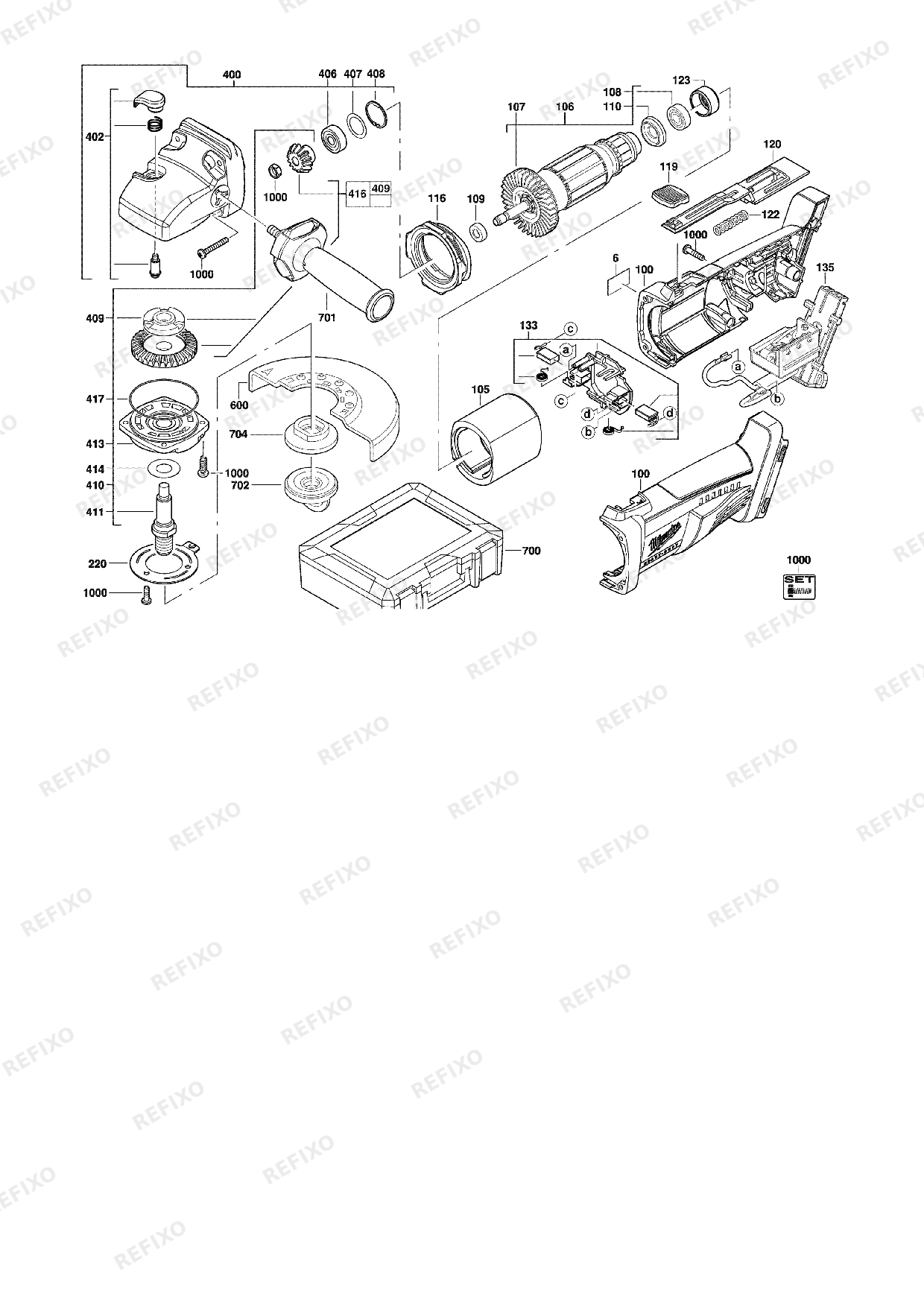 Деталировка MILWAUKEE HD28AG0 4933416950 4000417947 — схема запчастей в разборе