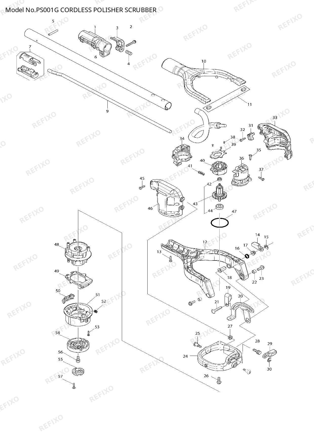Деталировка MAKITA PS001G — схема запчастей в разборе