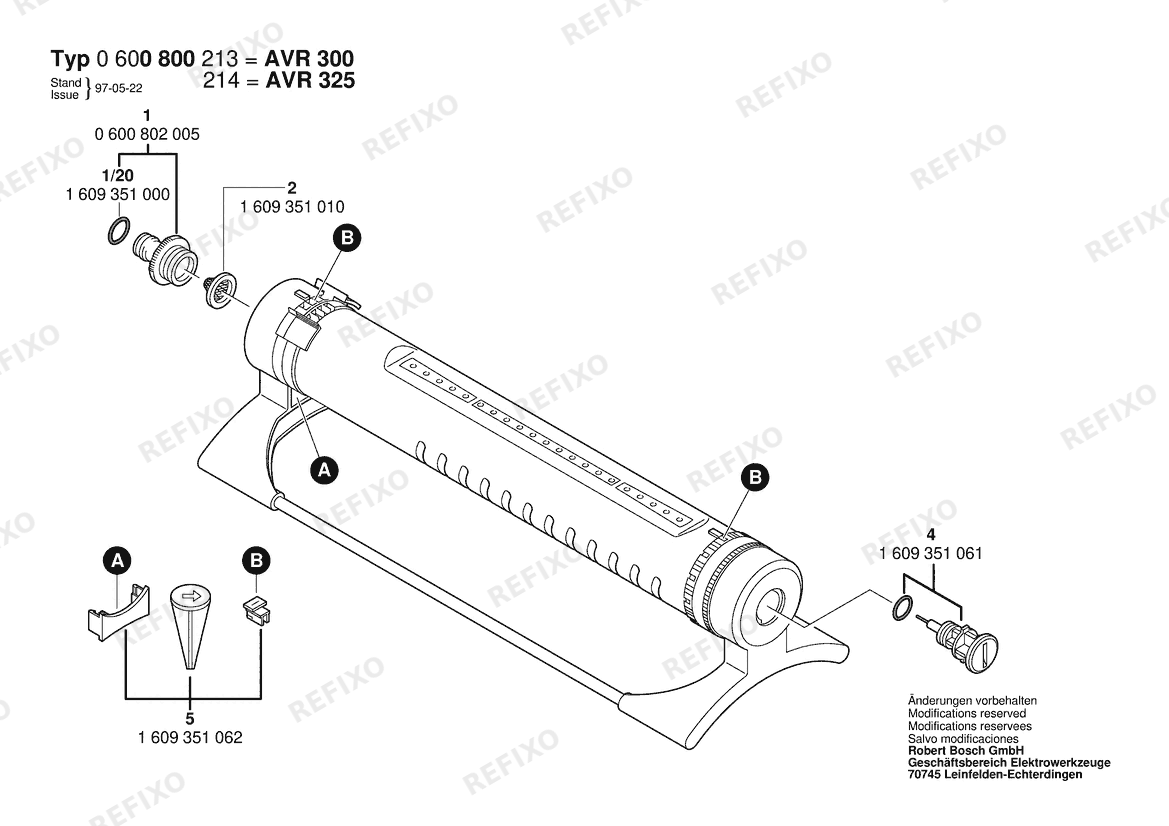Деталировка Bosch Viereckregner AVR 325 (0 600 800 214) — схема запчастей в разборе