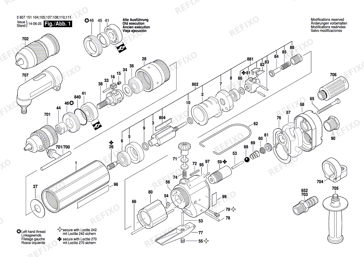 Деталировка Bosch Pw- дрель -Ind 370 WATT-SERIE (0 607 151 104) — схема запчастей в разборе
