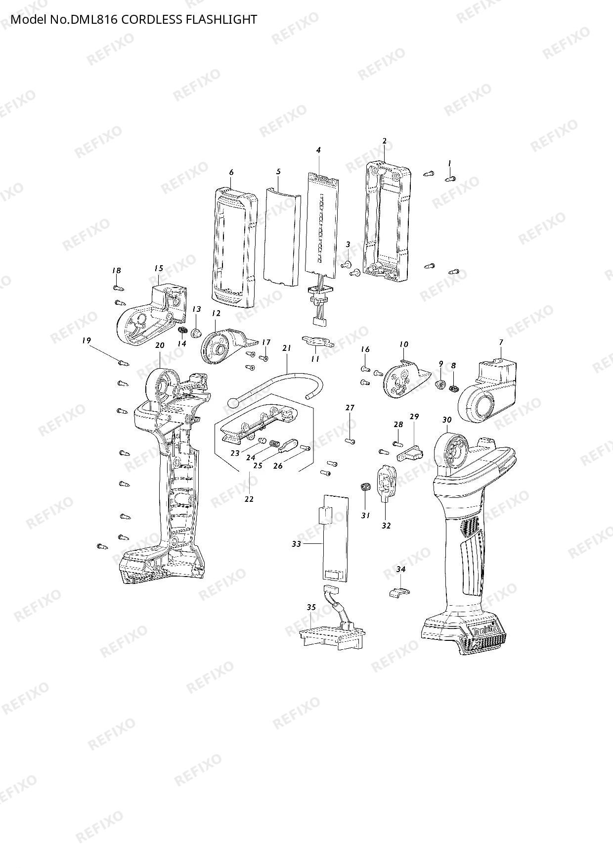 Деталировка MAKITA DML816 — схема запчастей в разборе