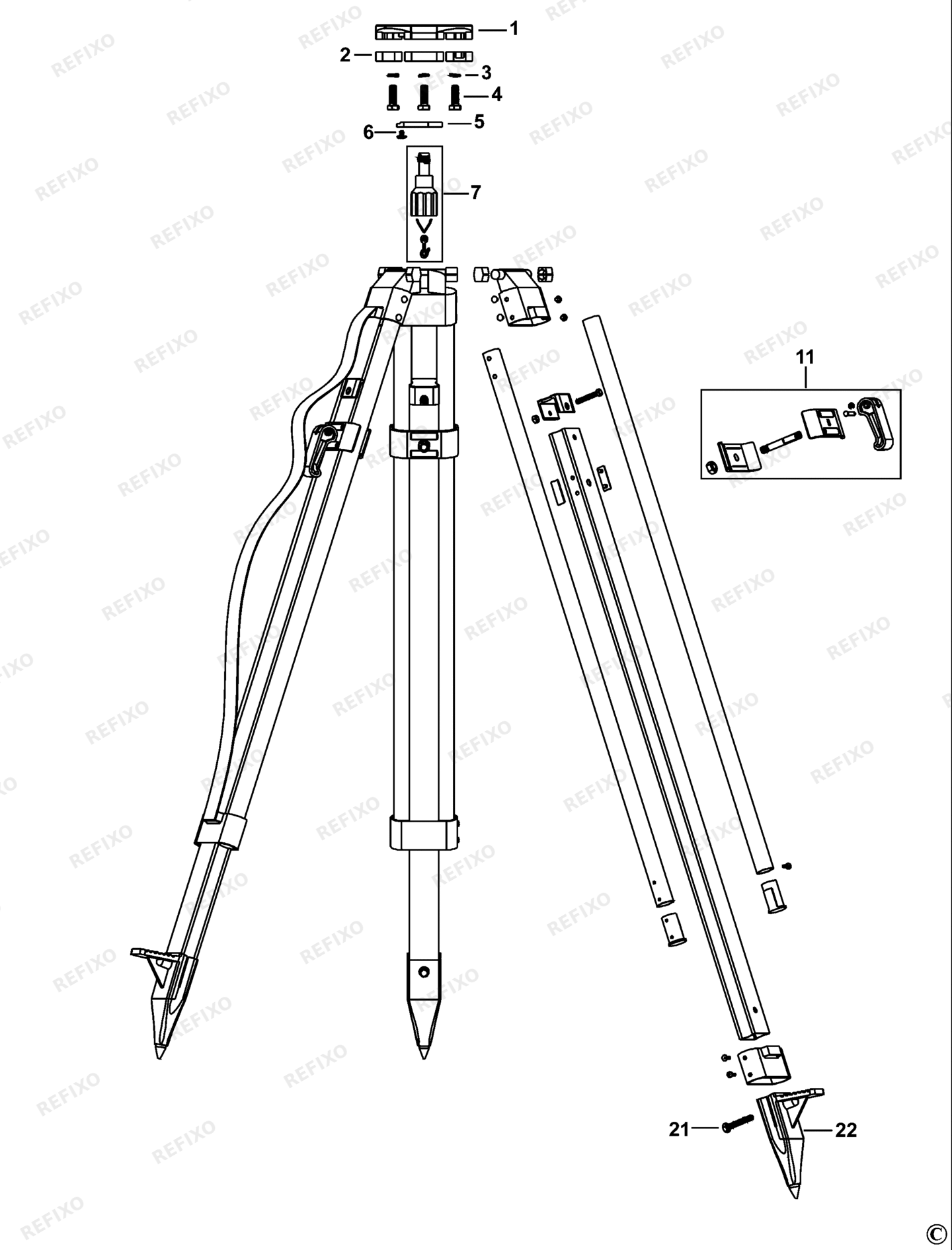 Деталировка DeWalt DE0733-XJ TYPE 1 STATIV DE0733-XJ DE0733 — схема запчастей в разборе