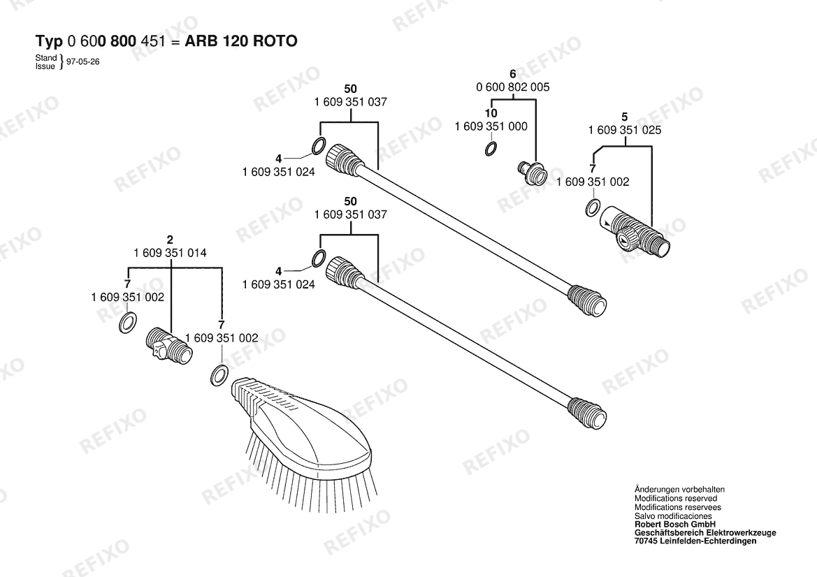 Деталировка Bosch Rotationswaschbürste ARB 120 ROTO (0 600 800 451) — схема запчастей в разборе